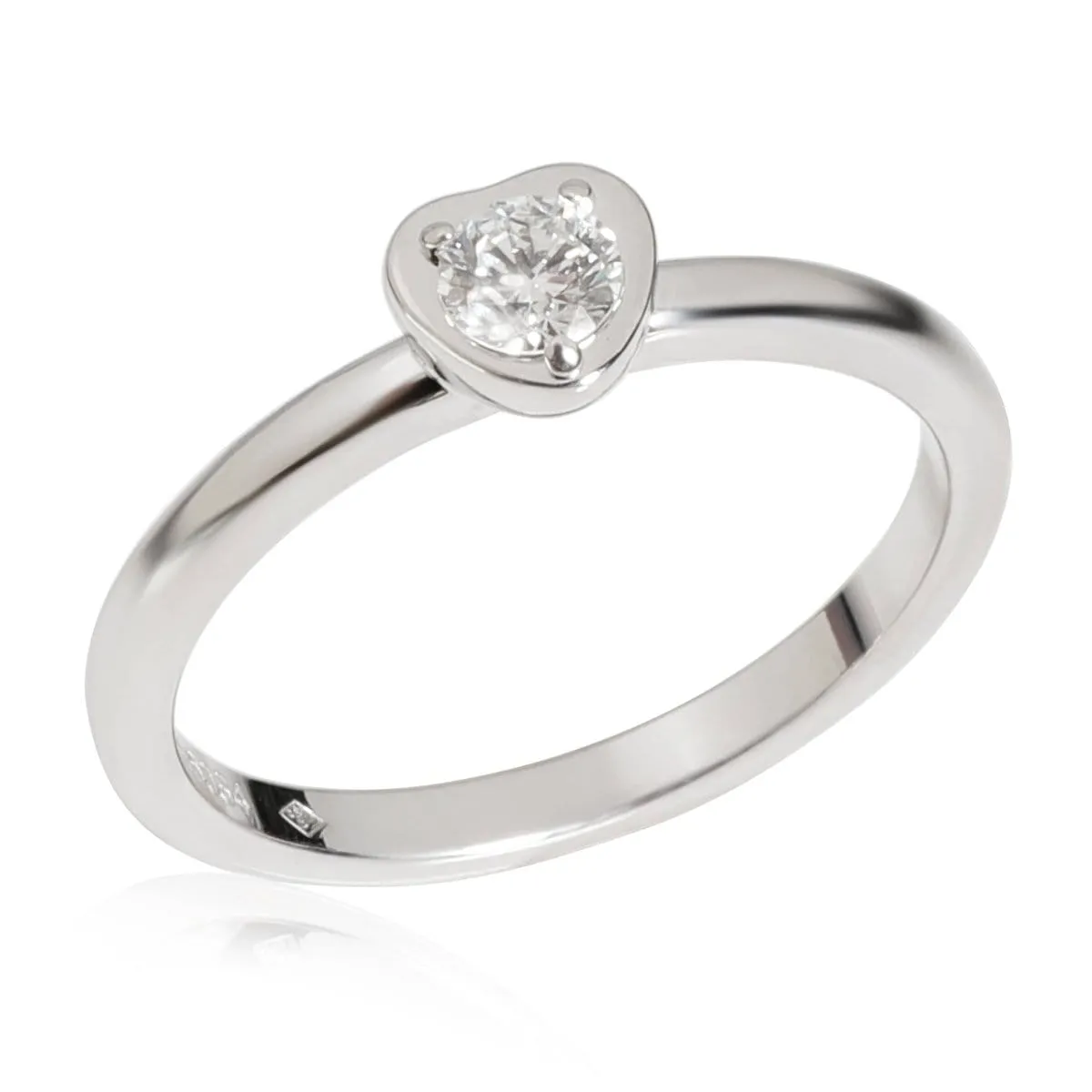 116838, Cartier Diamants Légers Heart Ring in 18k White Gold 0.14 Ct, US Size: 5.25