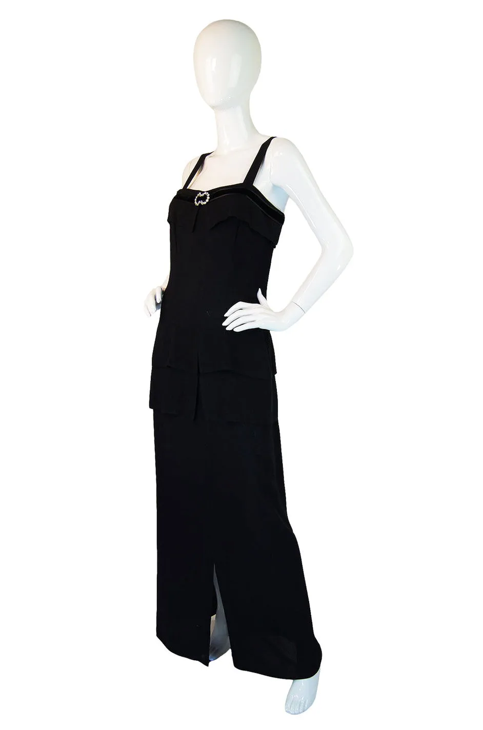 1940s Moss Crepe Halter Gown