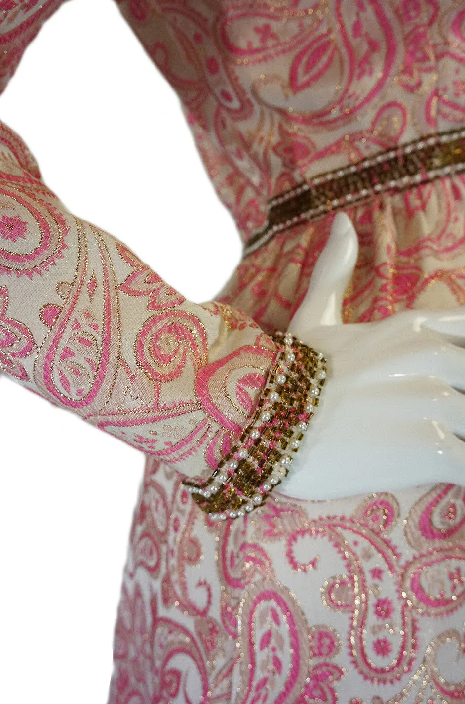 1950s Pink Brocade Ceil Chapman Gown