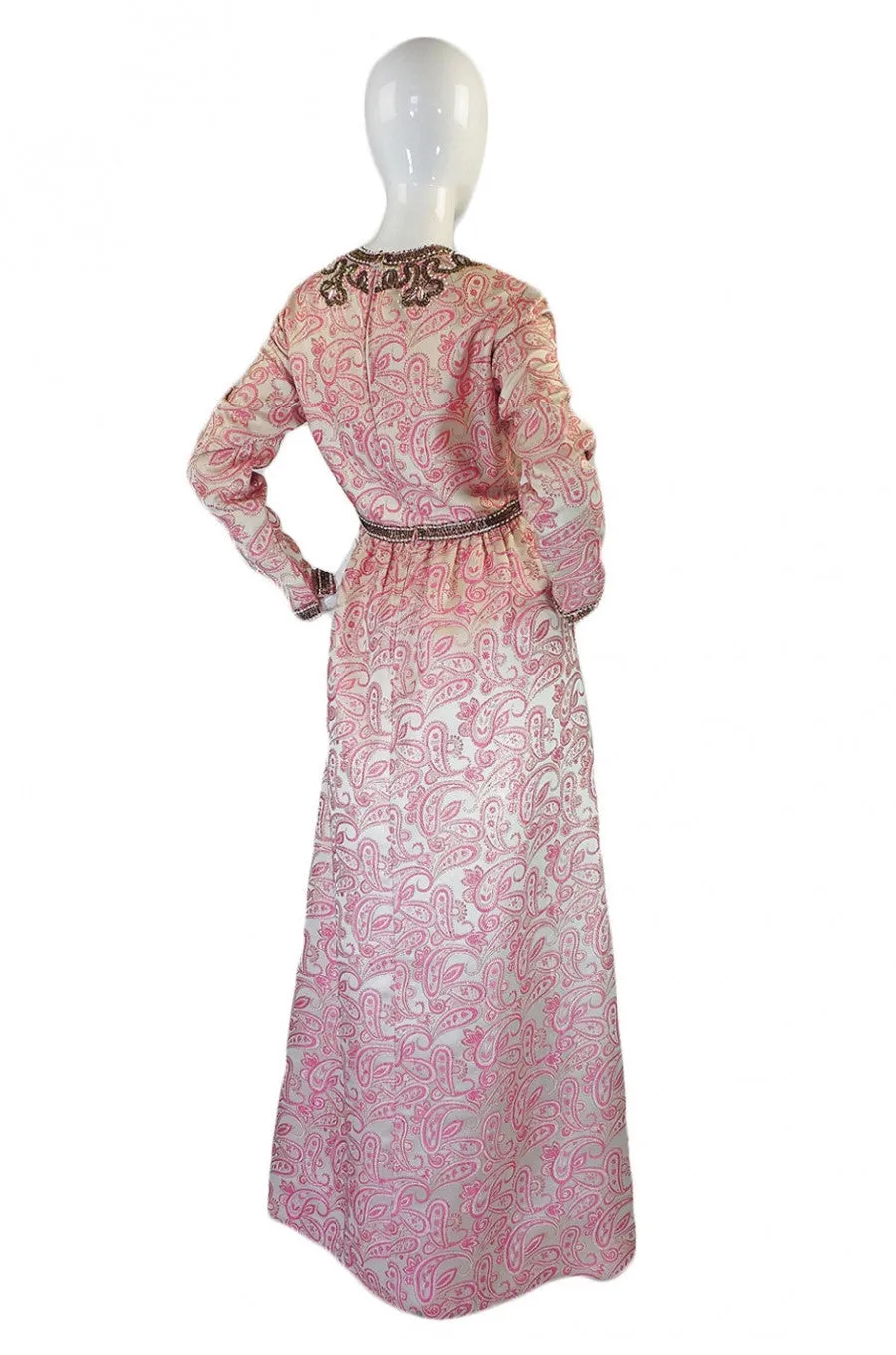 1950s Pink Brocade Ceil Chapman Gown