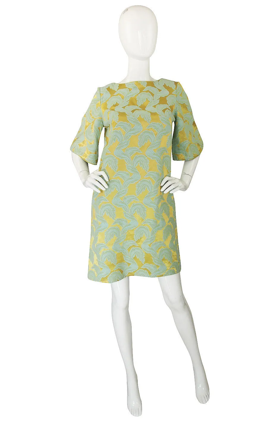 1960s Blue & Gold Metallic Mod Dress