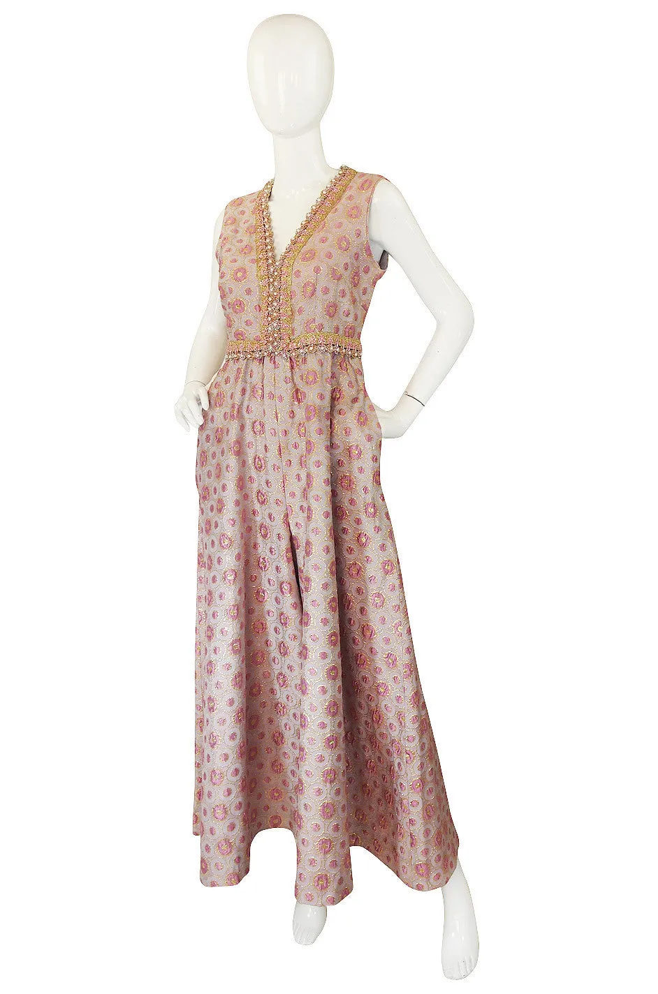 1960s Brocade & Jewelled Pink Jumpsuit