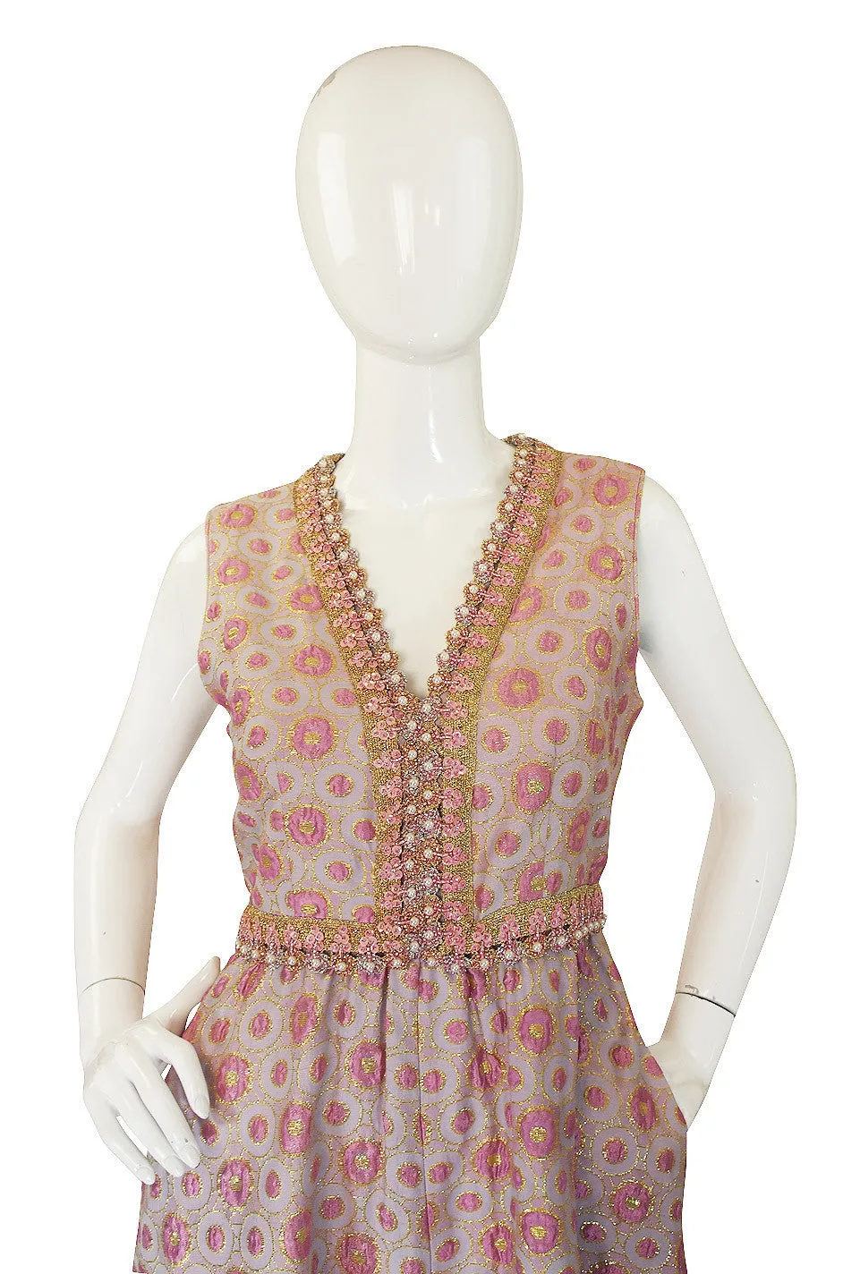 1960s Brocade & Jewelled Pink Jumpsuit