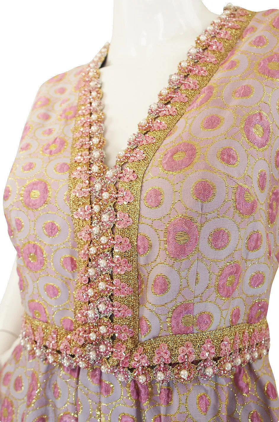 1960s Brocade & Jewelled Pink Jumpsuit