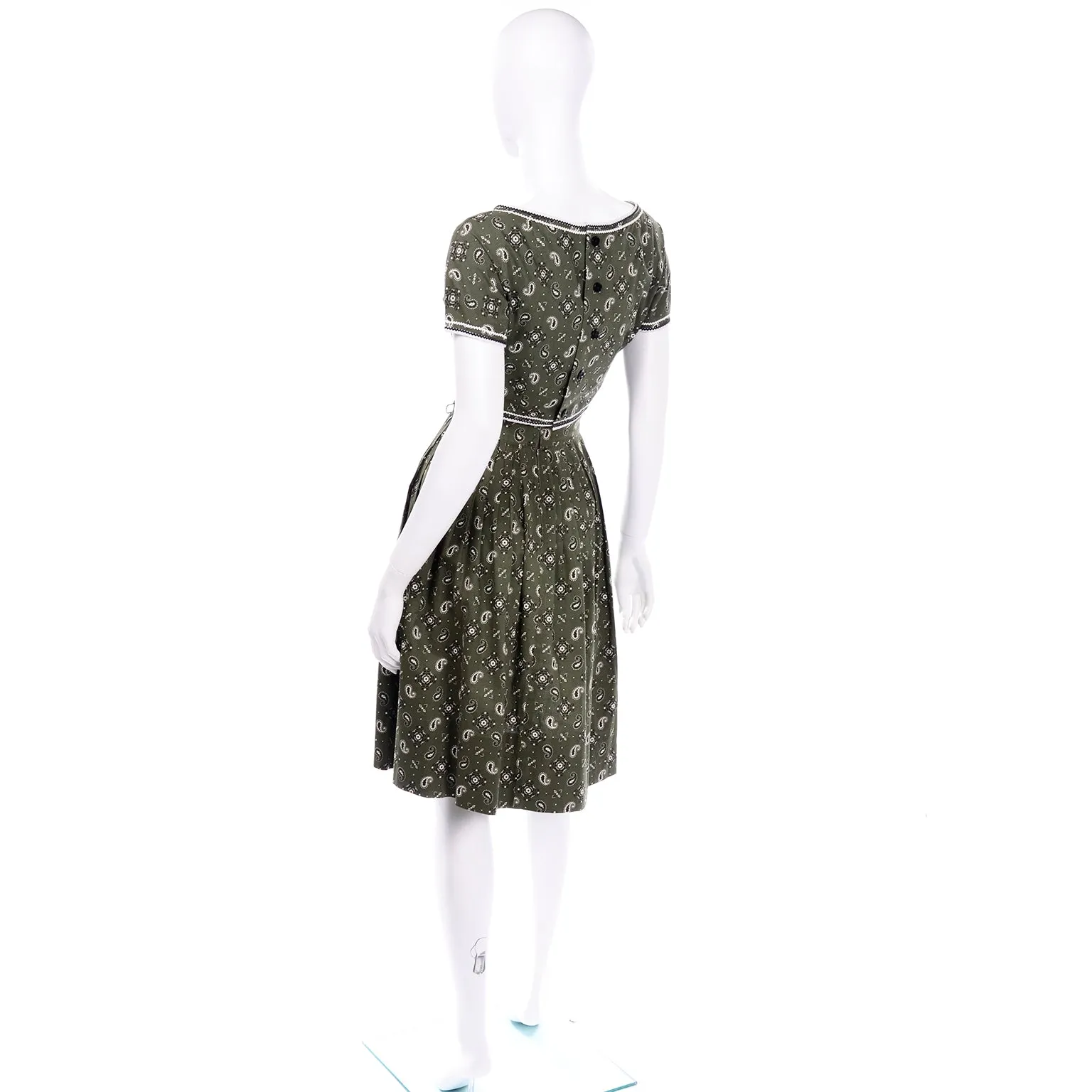 1960s Gay Gibson 2 Piece Summer Dress in Green Cotton Print