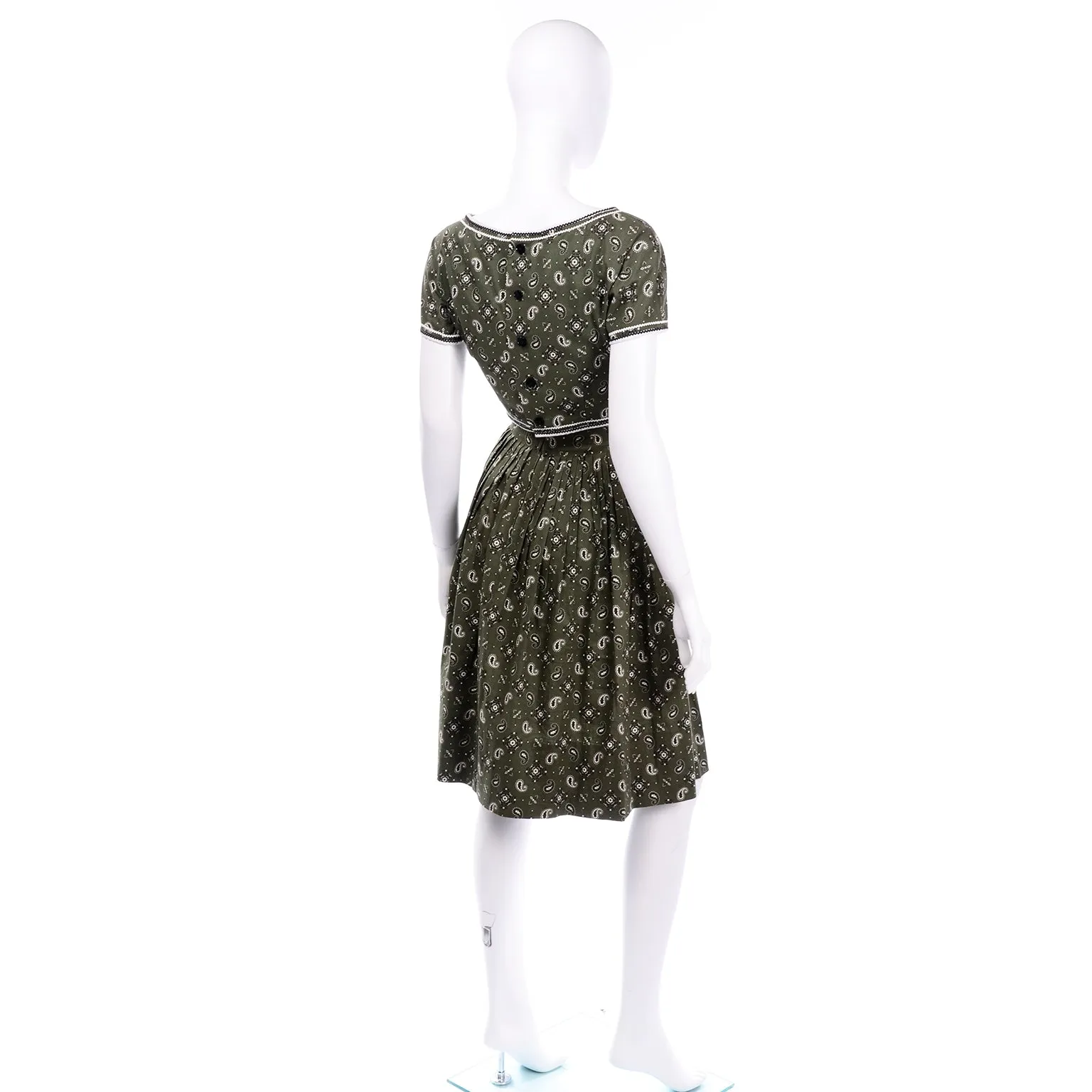 1960s Gay Gibson 2 Piece Summer Dress in Green Cotton Print