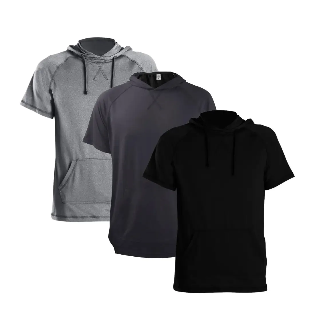 3 Pack Men's Short Sleeve Hoodie