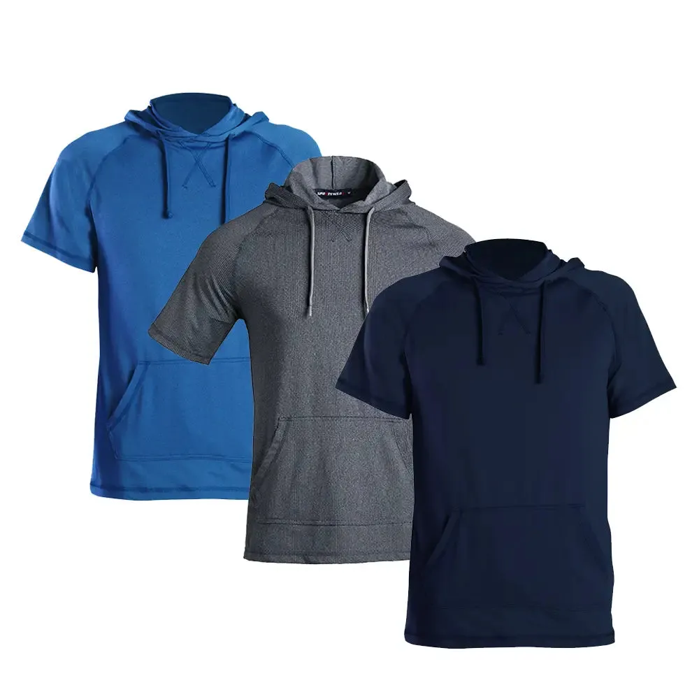 3 Pack Men's Short Sleeve Hoodie