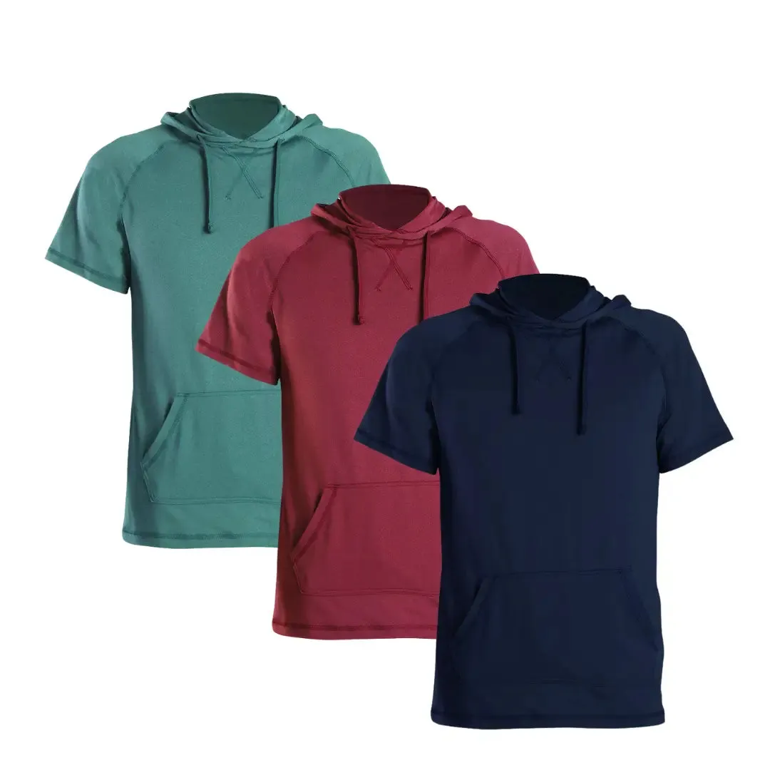 3 Pack Men's Short Sleeve Hoodie