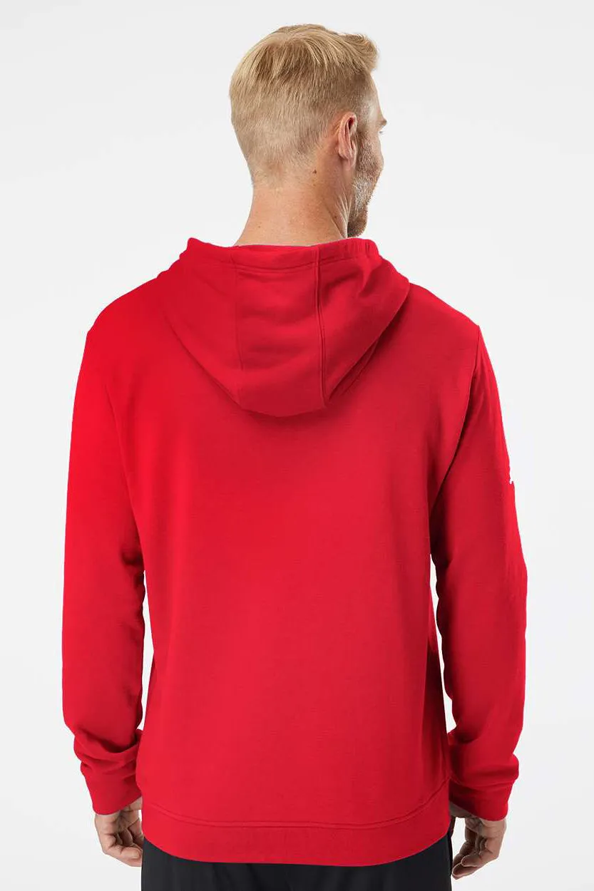 Adidas Mens Fleece Hooded Sweatshirt Hoodie - Red - NEW