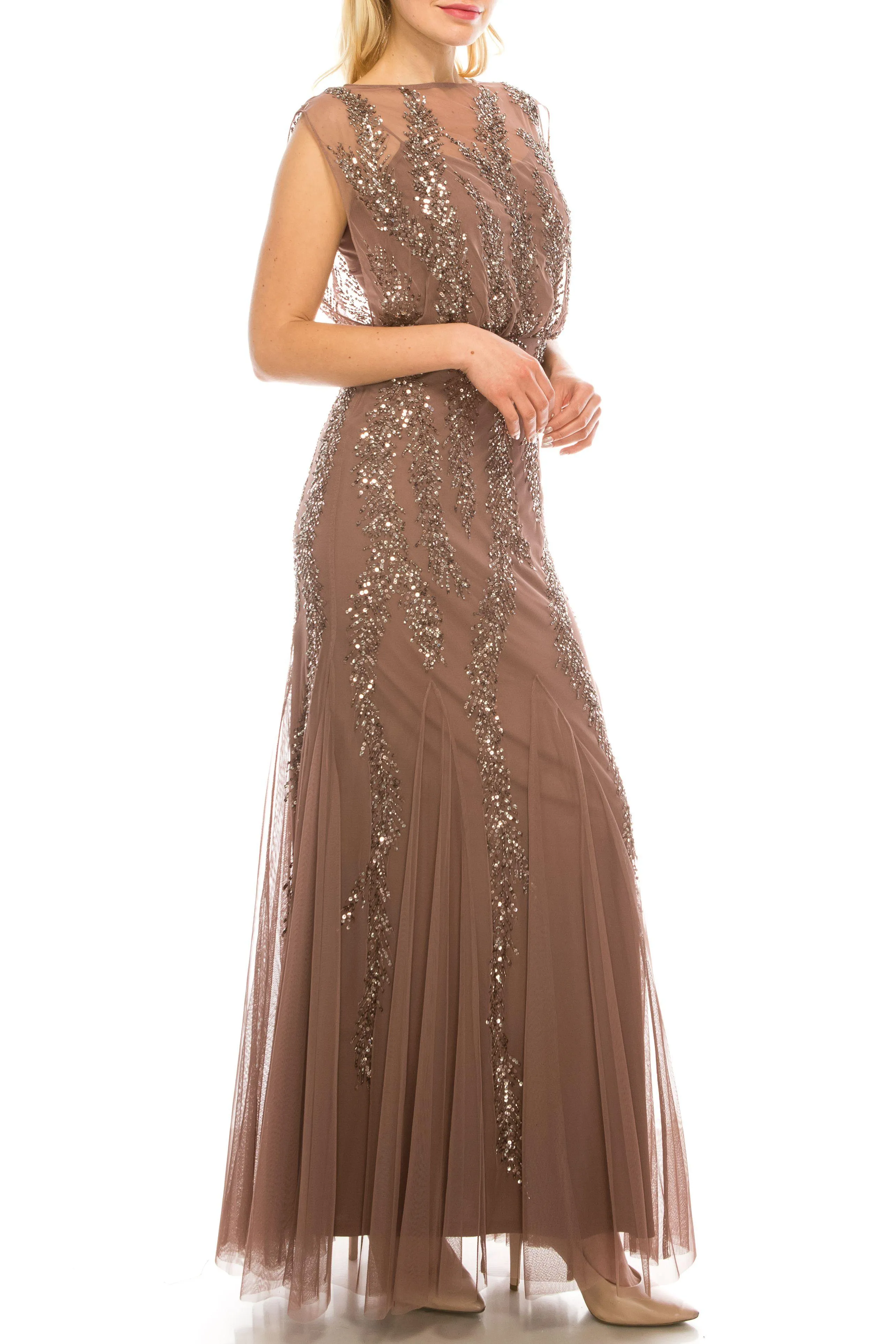 Aidan Mattox Long Formal Cape Sleeve Gown 054468390