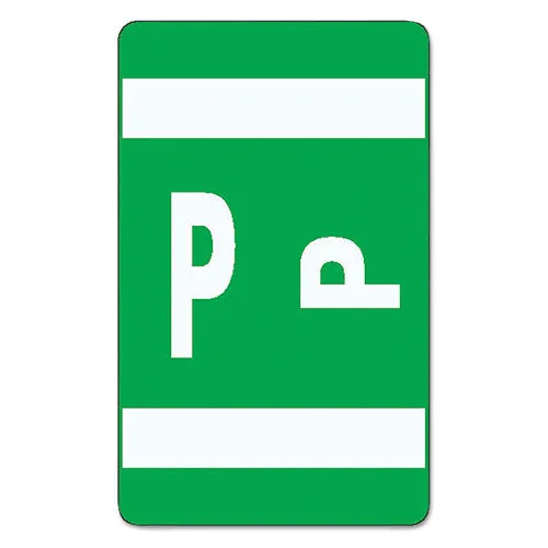 Alphaz Color-coded Second Letter Alphabetical Labels, P, 1 X 1.63, Dark Green, 10/sheet, 10 Sheets/pack