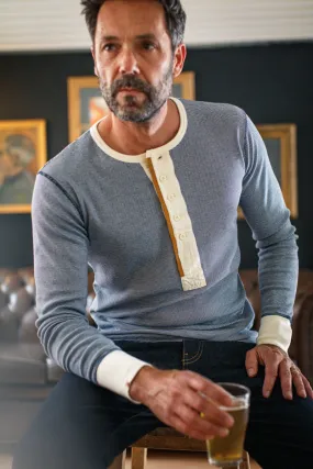 &SONS Wilder Henley Ticking Blue