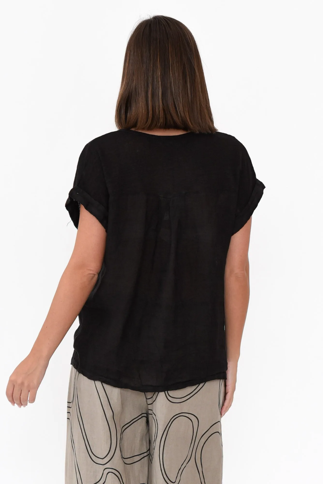 Anna Black Linen Tee