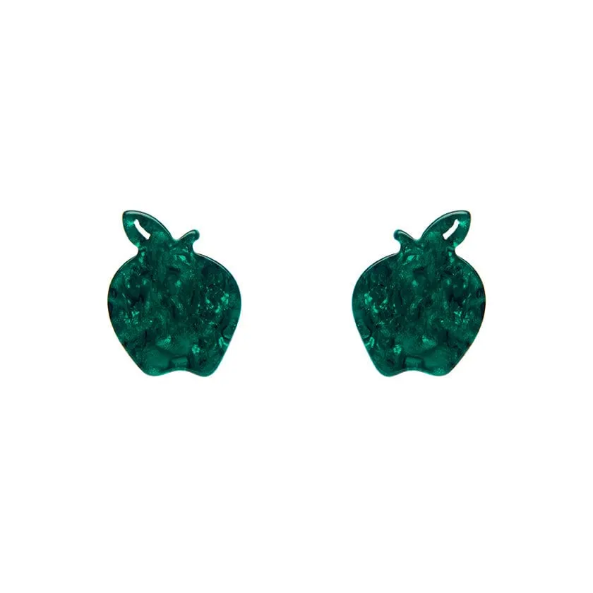 Apple Ripple Resin Stud Earrings - Green