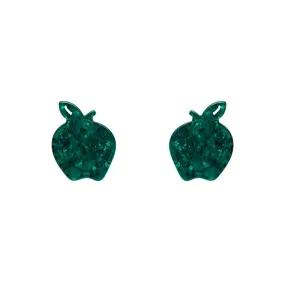 Apple Ripple Resin Stud Earrings - Green