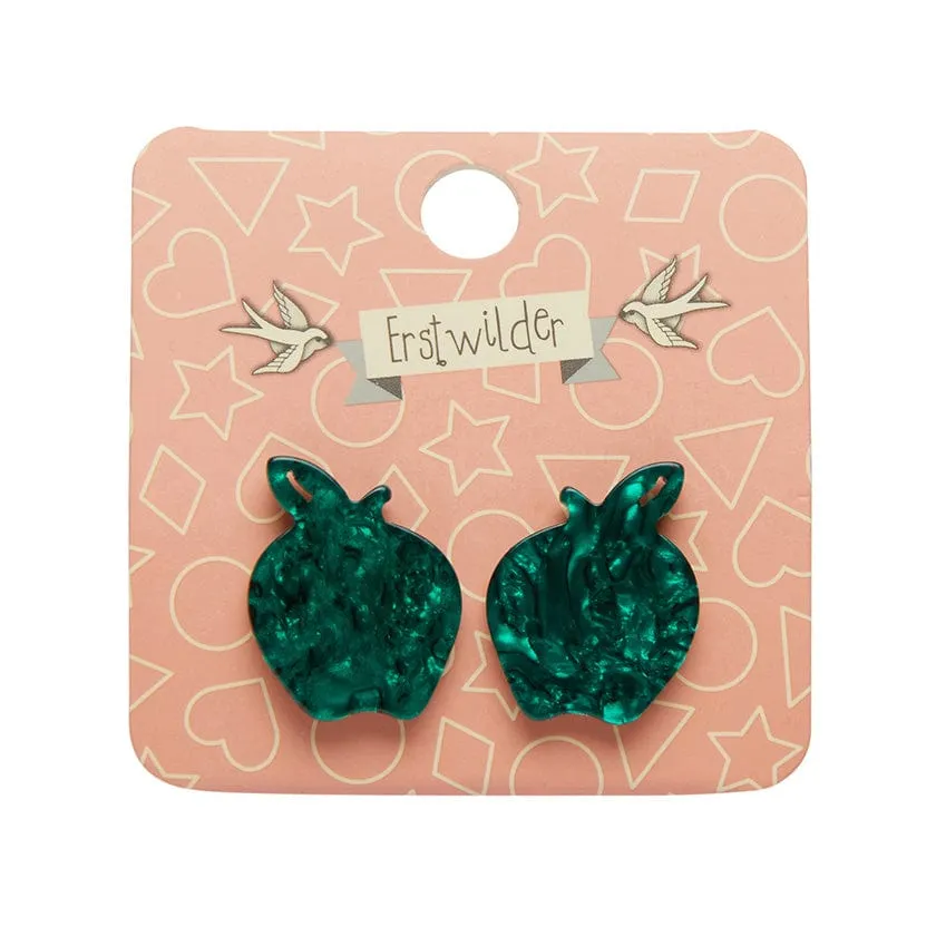 Apple Ripple Resin Stud Earrings - Green