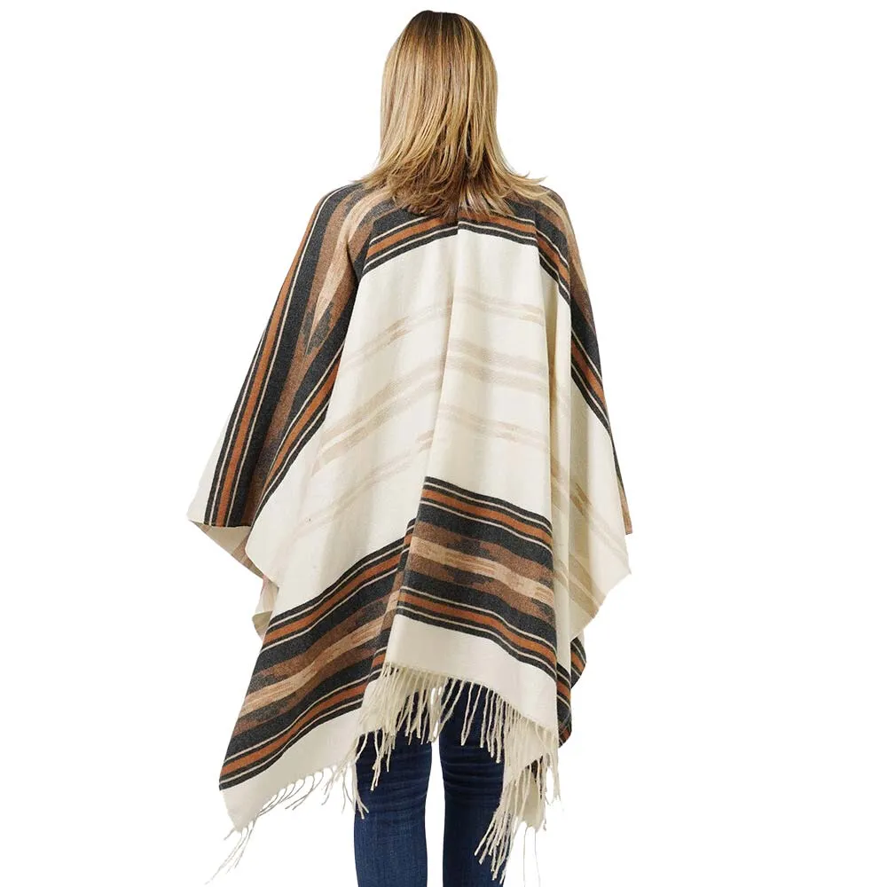 Aztec Patterned Cape Poncho