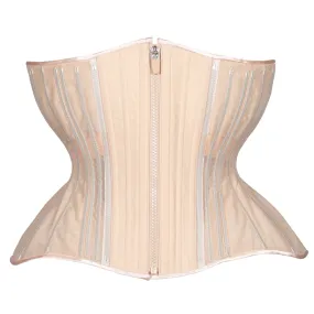 Beige Fine Mesh No Line Corset, Gemini Cupped Silhouette, Regular