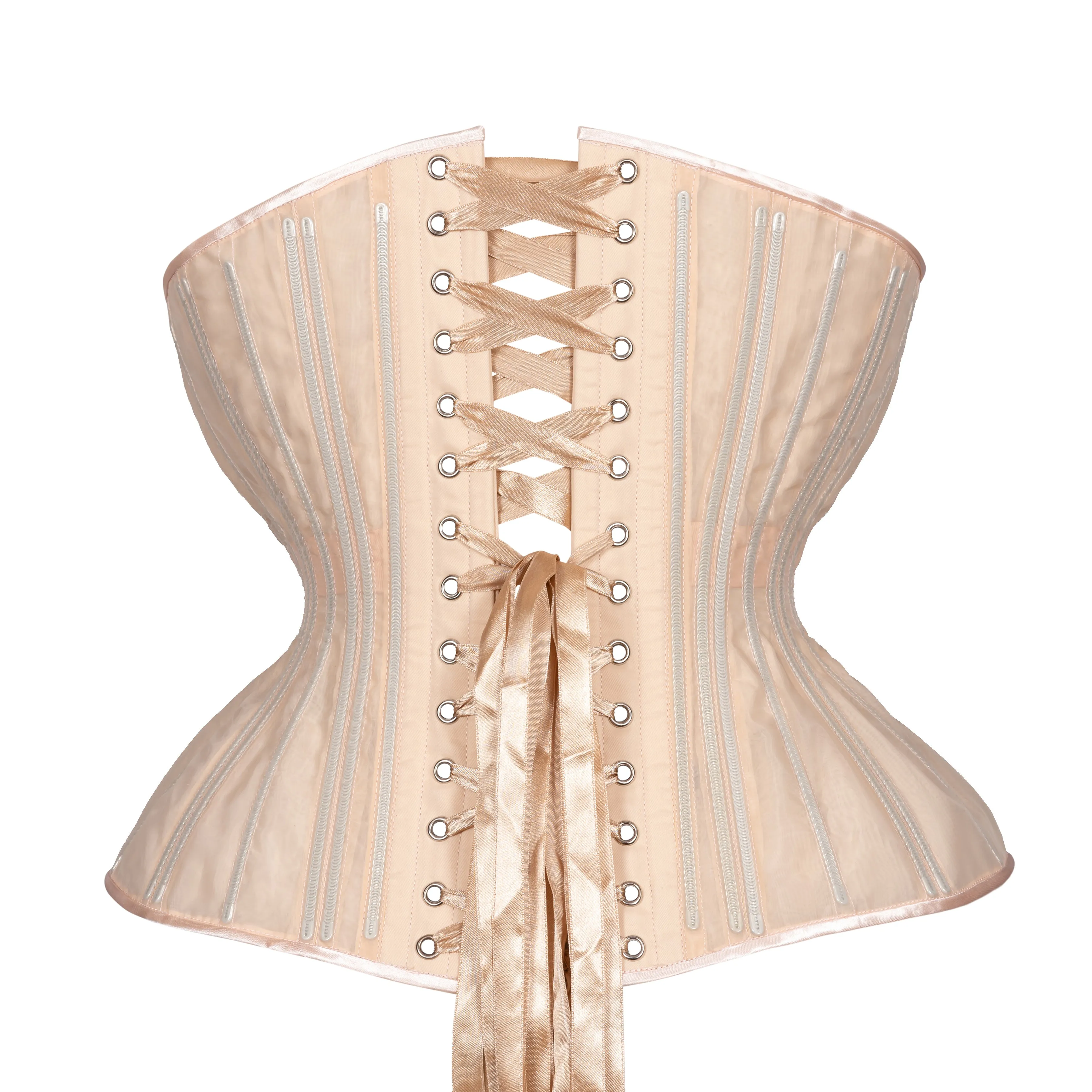 Beige Fine Mesh No Line Corset, Gemini Cupped Silhouette, Regular