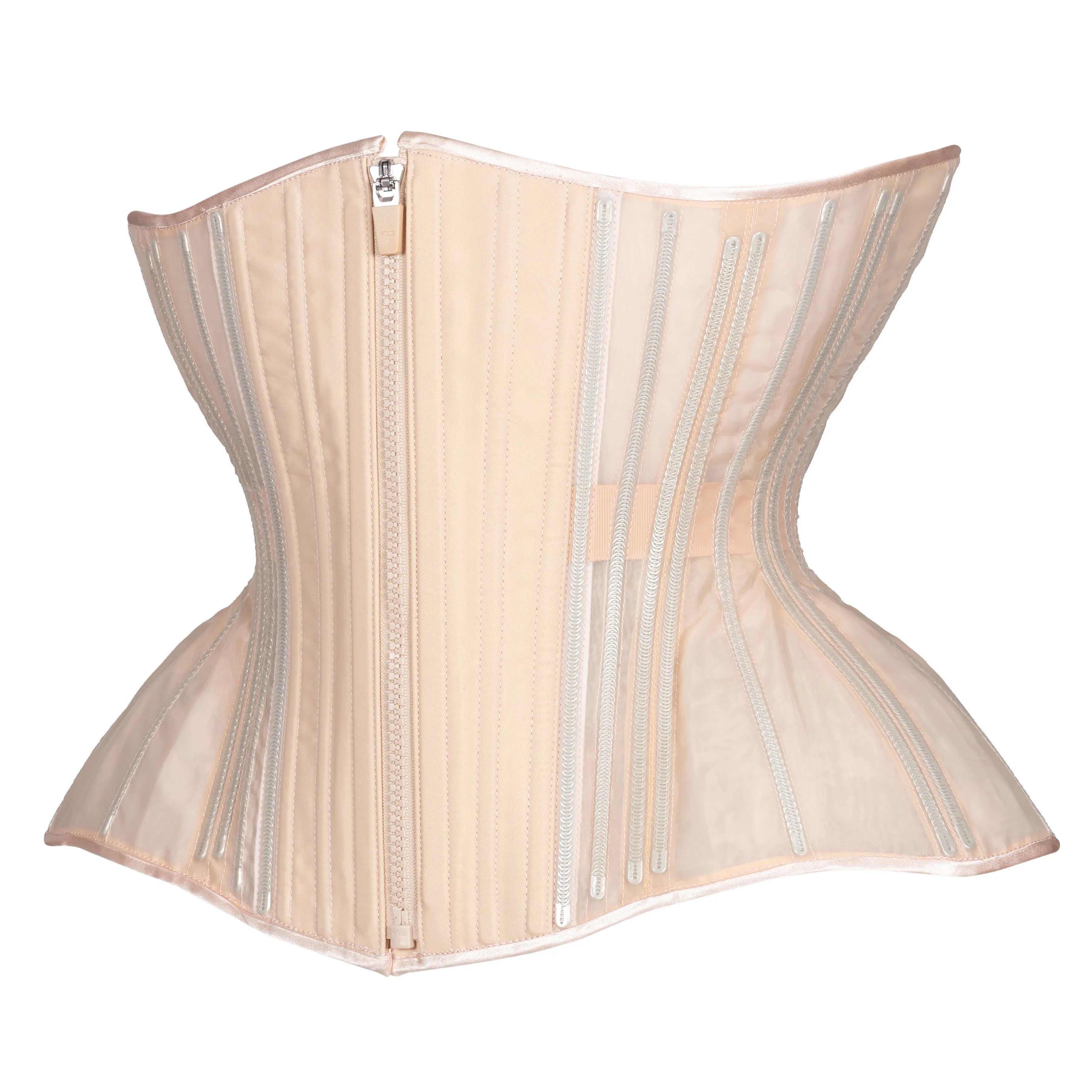 Beige Fine Mesh No Line Corset, Gemini Straight Silhouette, Regular