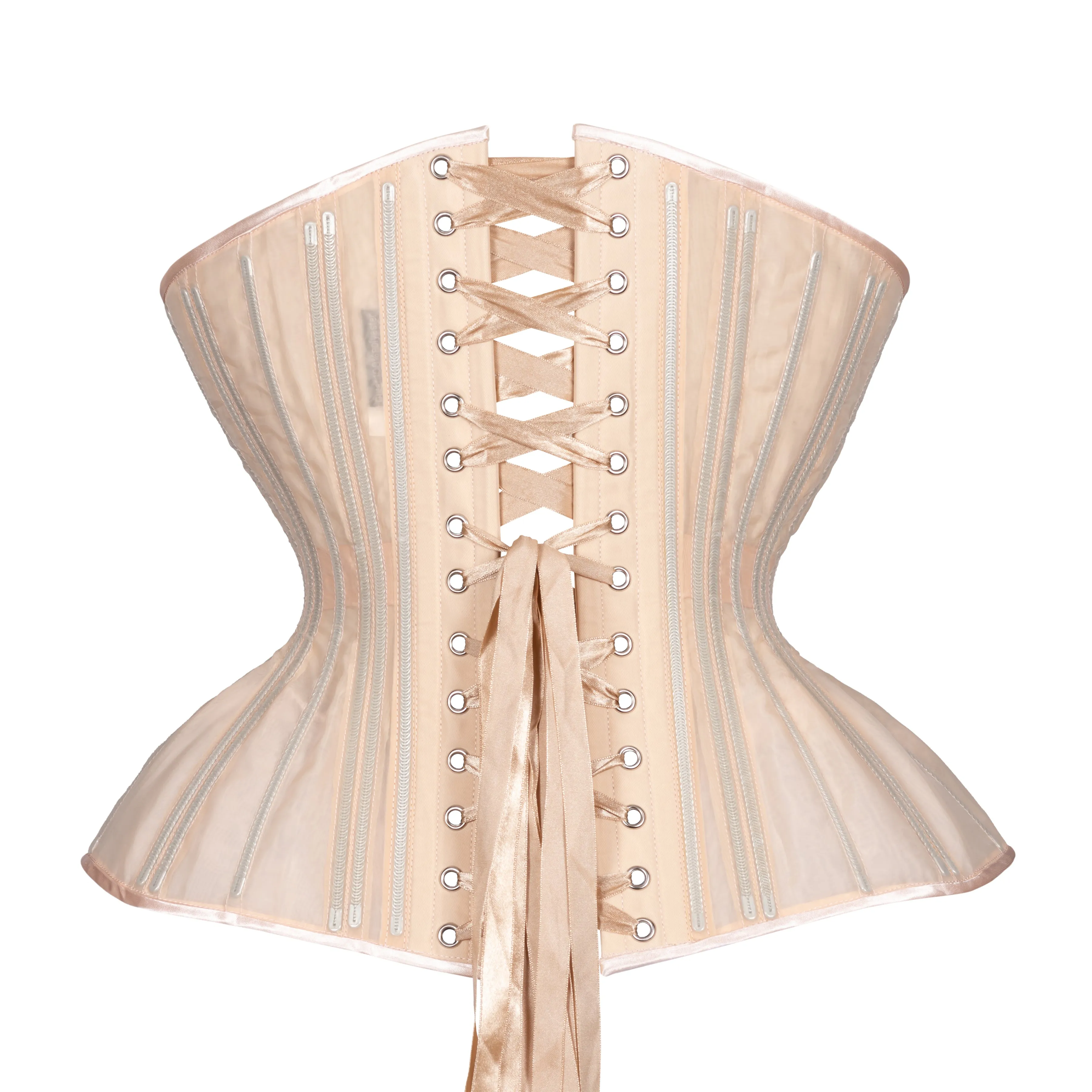 Beige Fine Mesh No Line Corset, Gemini Straight Silhouette, Regular