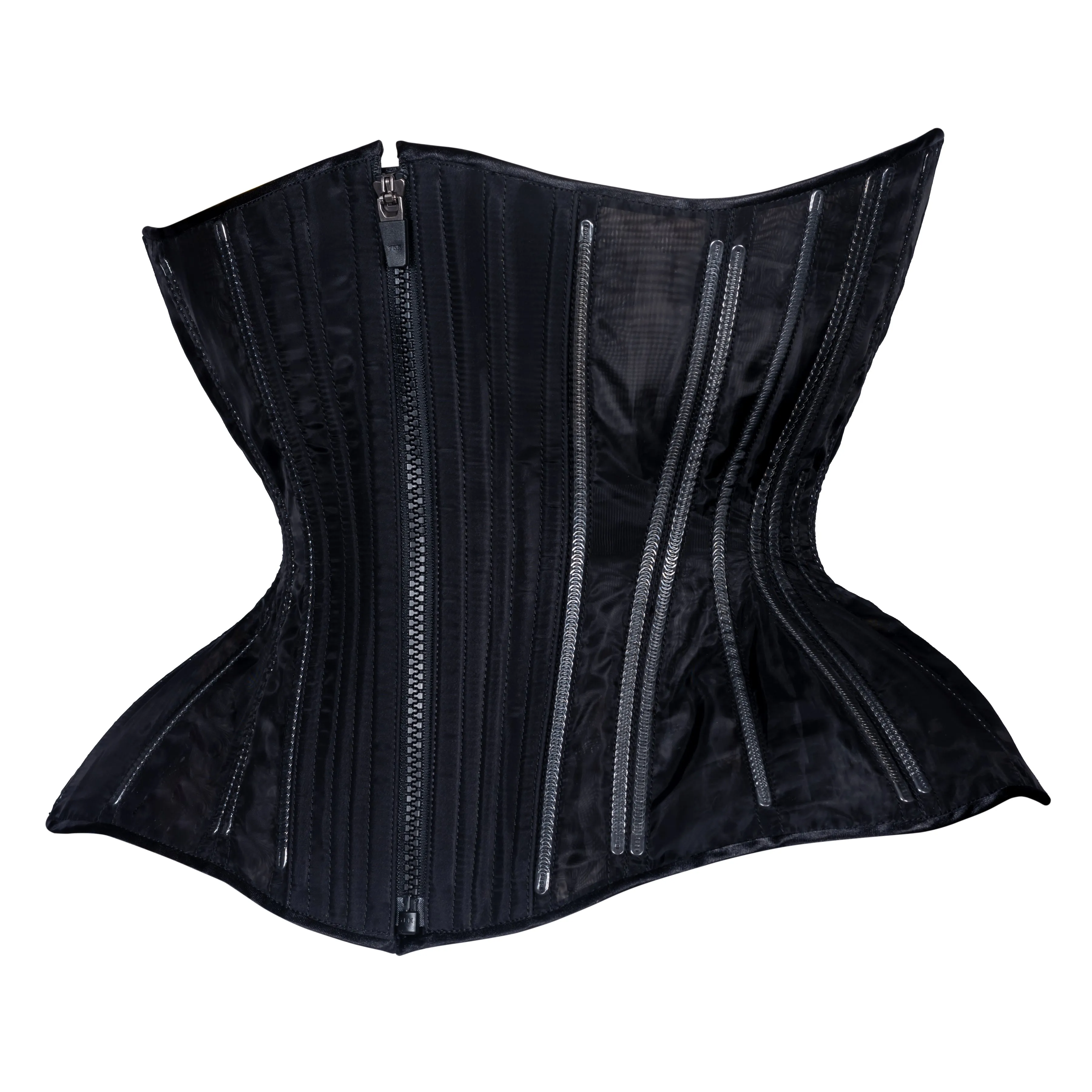 Black Fine Mesh No Line Corset, Gemini Cupped Silhouette, Regular