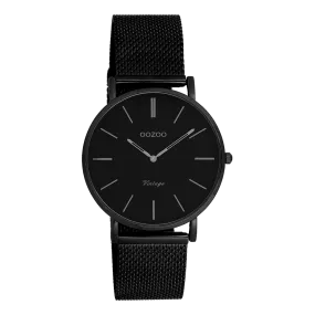 Black  OOZOO watch with black metal mesh bracelet - C9934