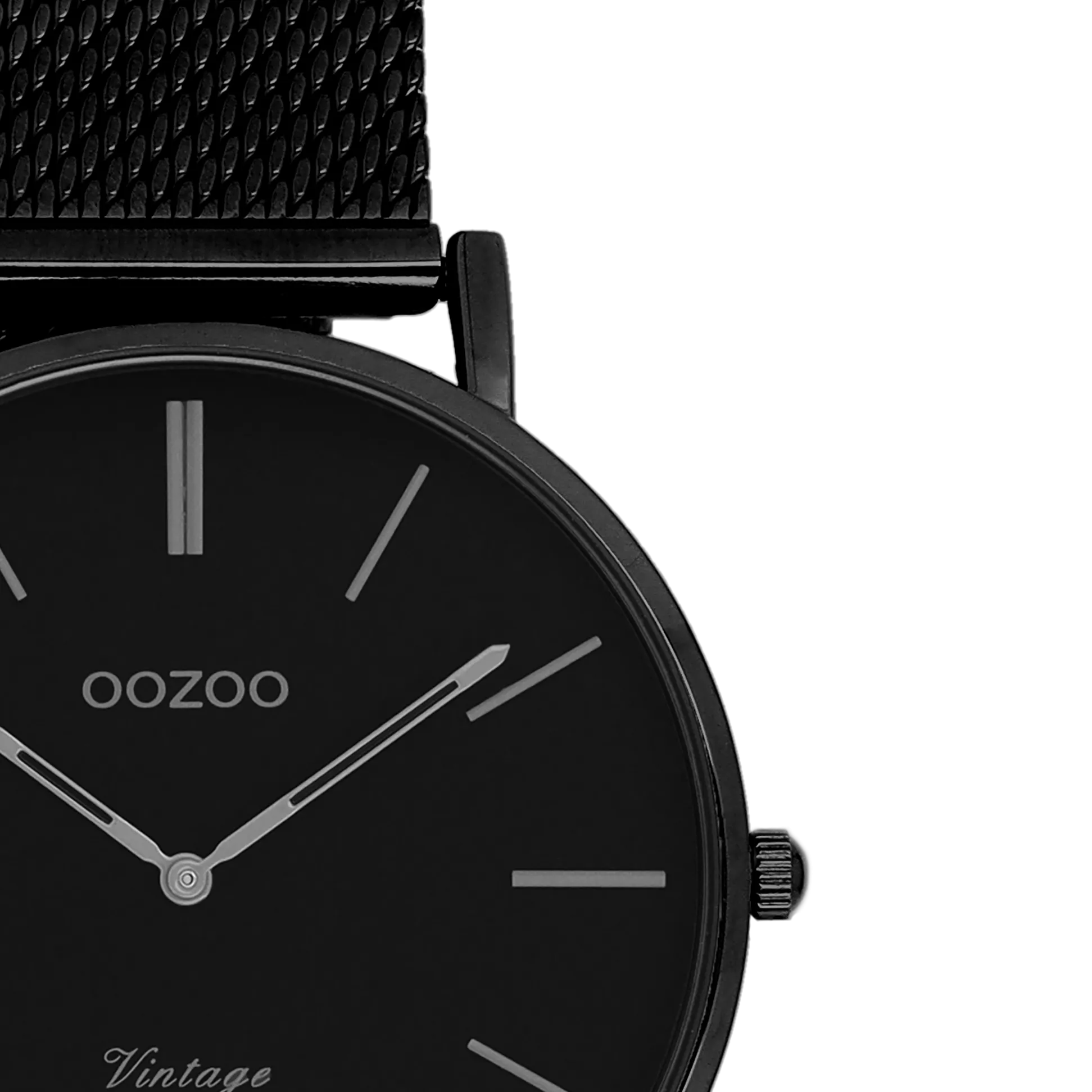 Black  OOZOO watch with black metal mesh bracelet - C9934