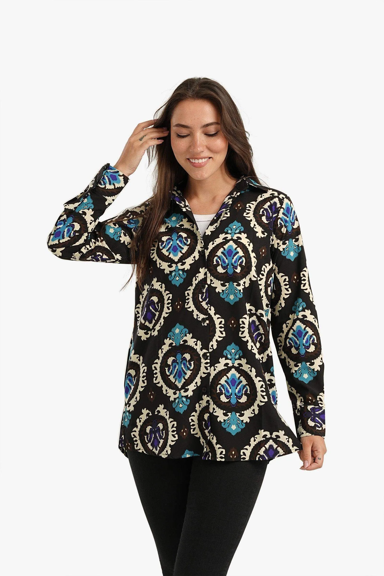 Black Printed Voile Shirt