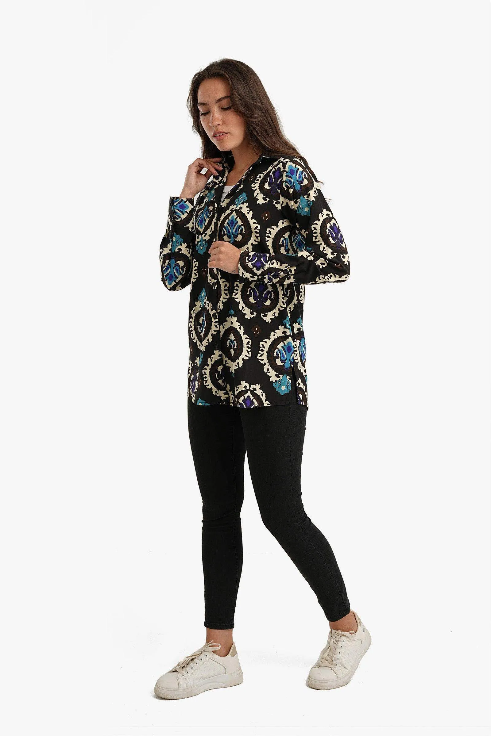 Black Printed Voile Shirt