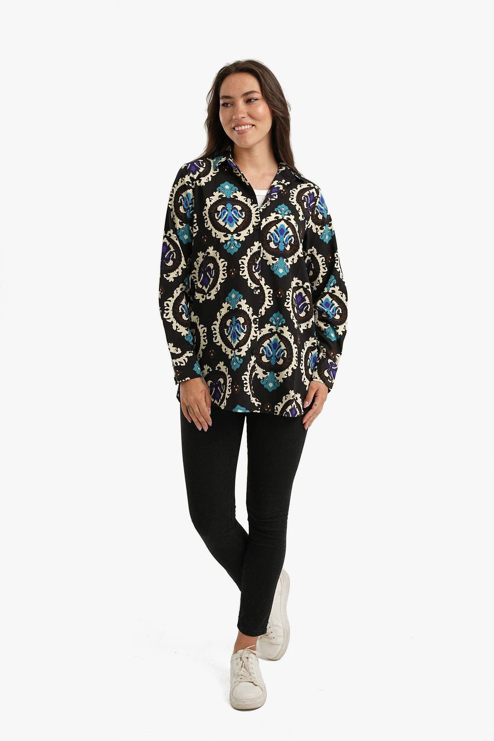 Black Printed Voile Shirt