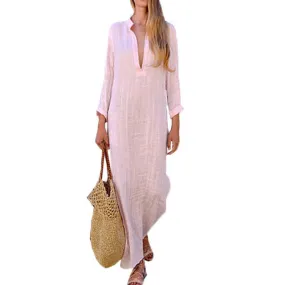 Boho Cotton Linen Maxi Dress