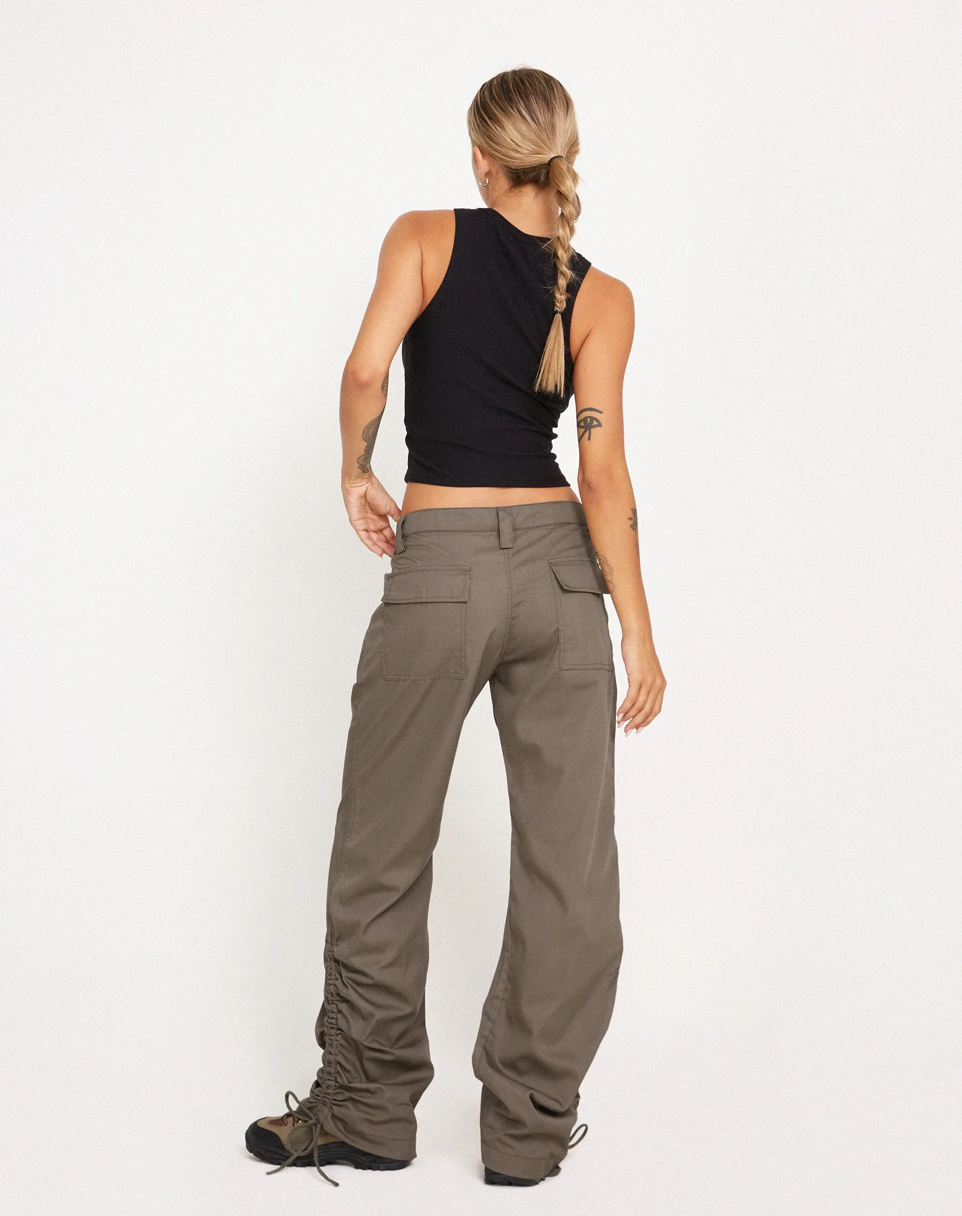 Bracha Low Rise Cargo Trousers in Fossil