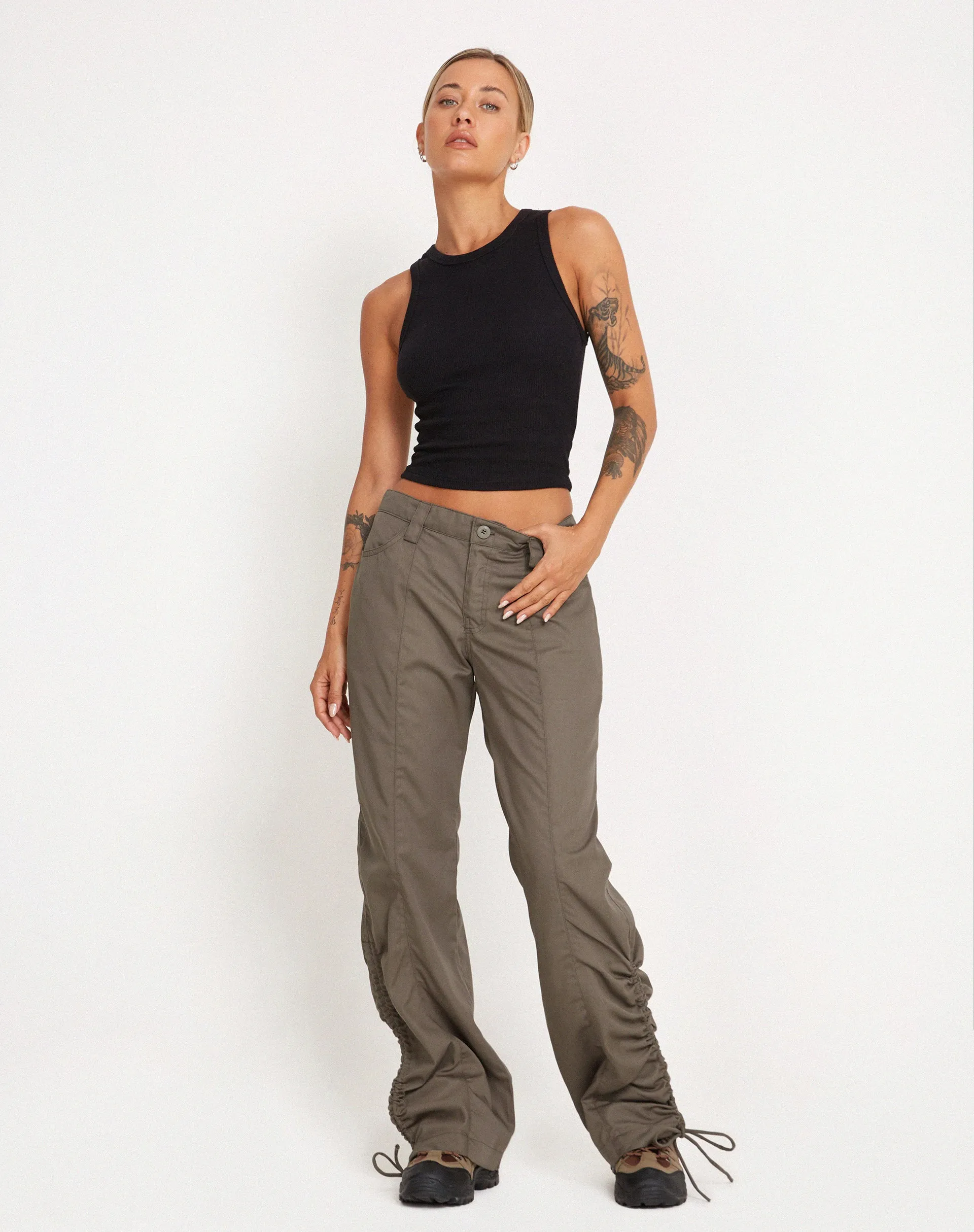 Bracha Low Rise Cargo Trousers in Fossil