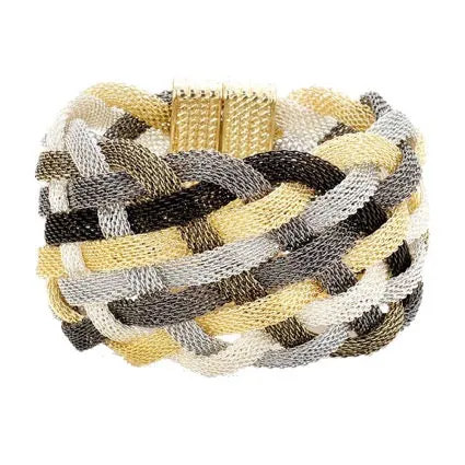 Braided Metal Mesh Detail Magnetic Bracelet