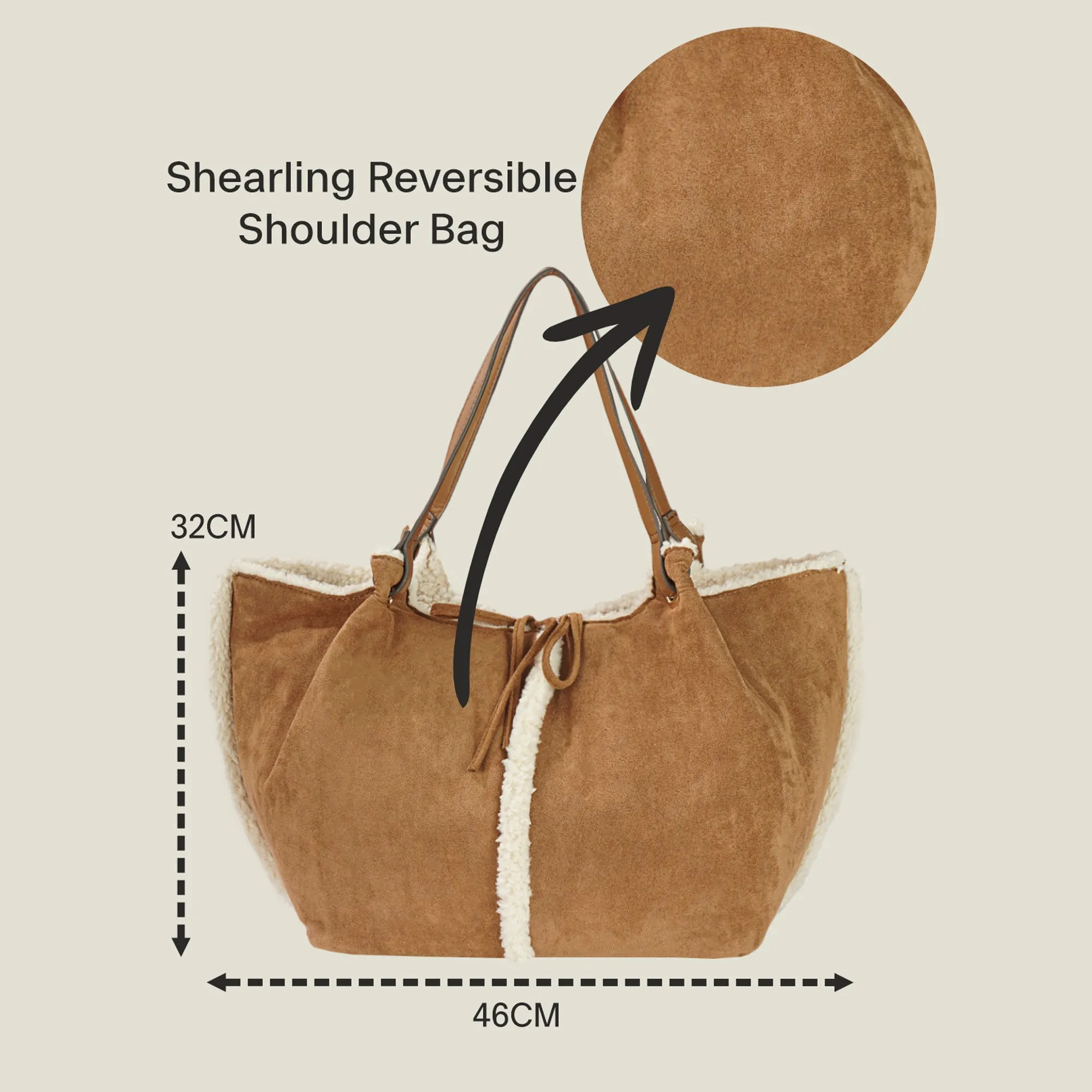 Brown Shearling Reversible Shoulder Bag