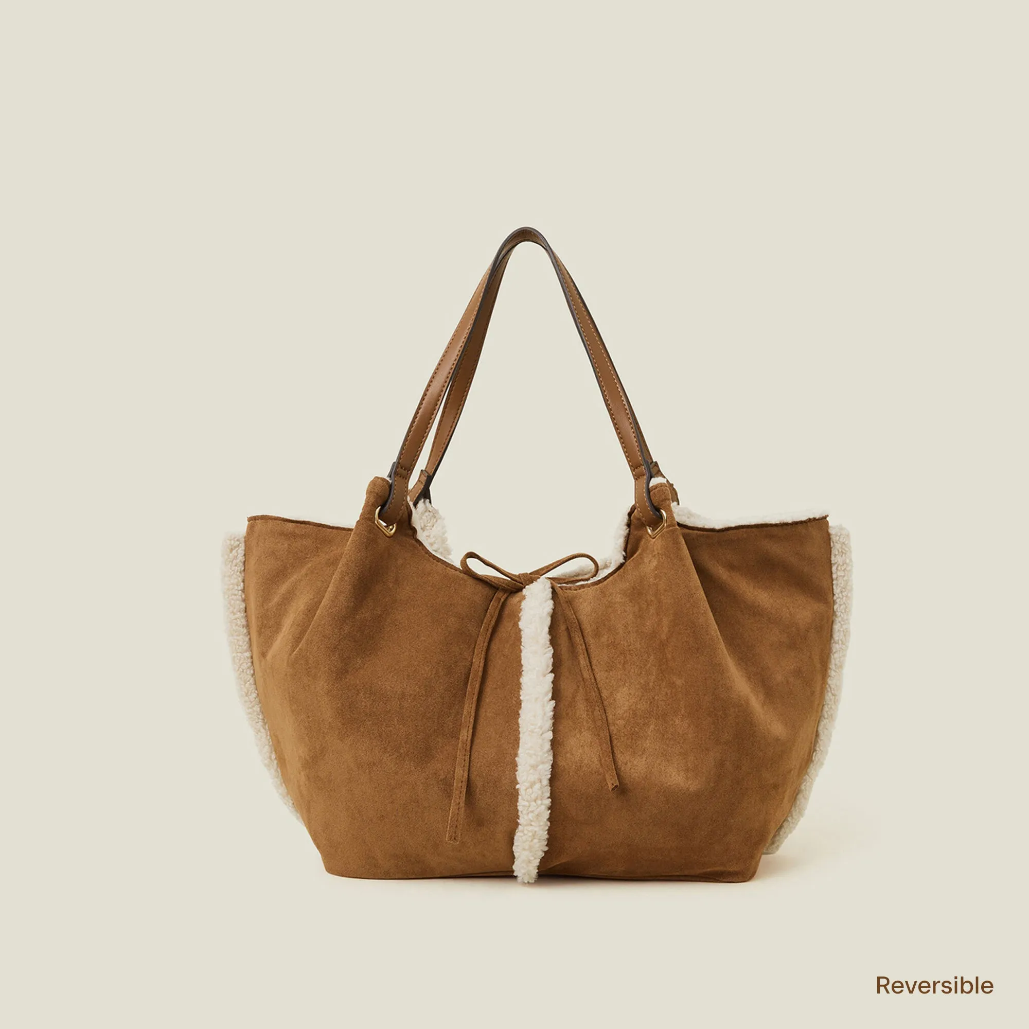 Brown Shearling Reversible Shoulder Bag