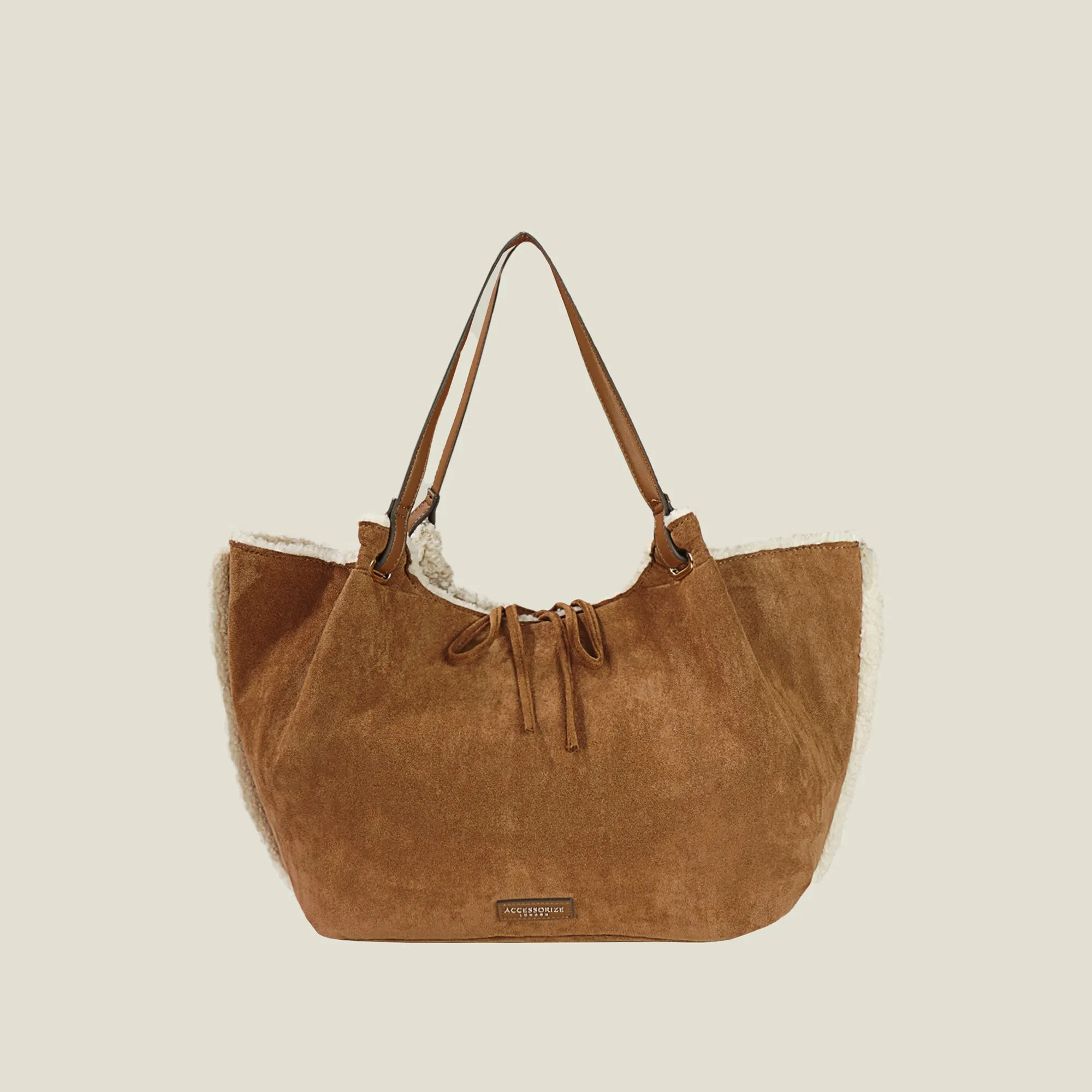 Brown Shearling Reversible Shoulder Bag