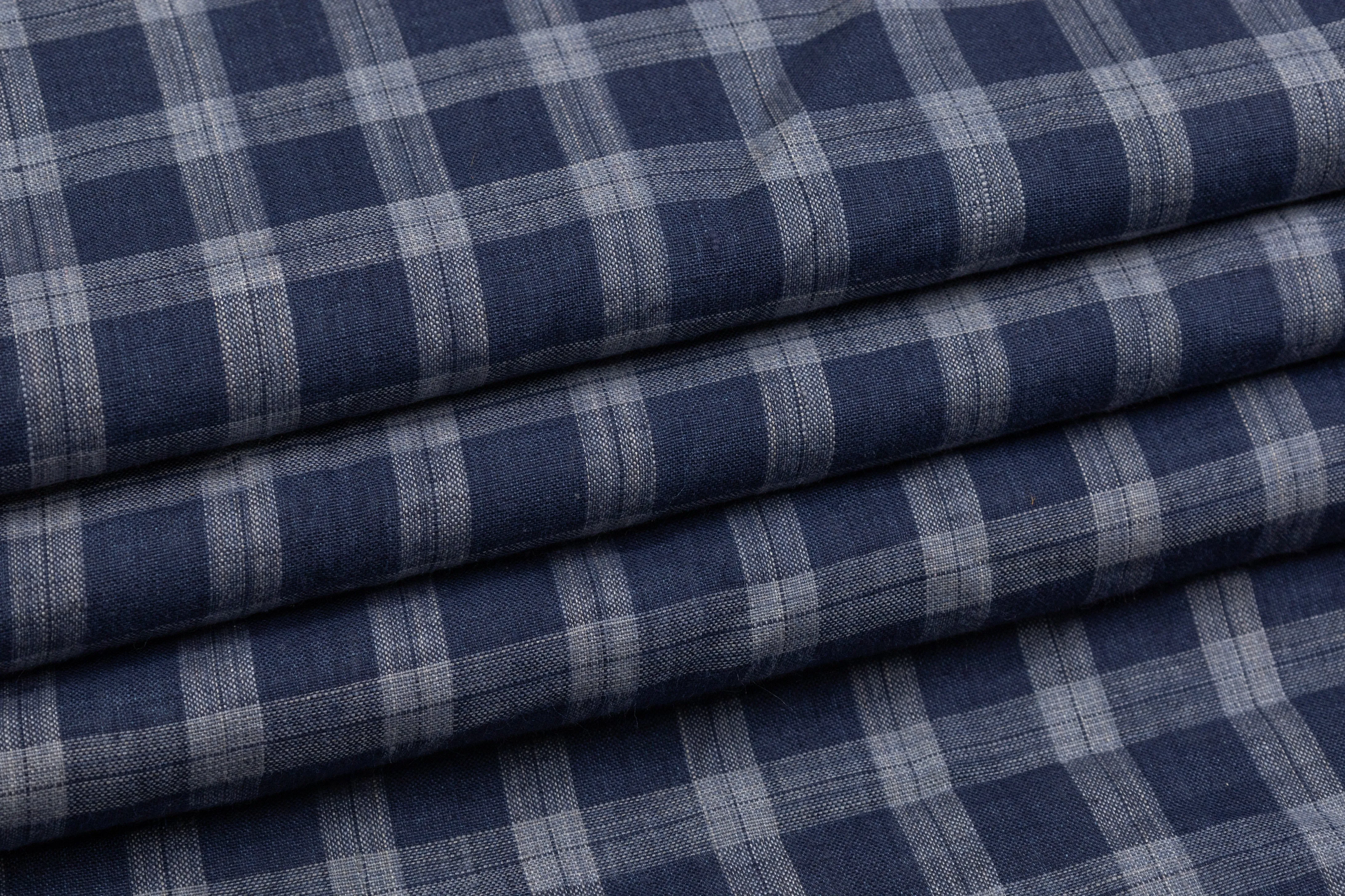 Checked Italian Linen - Blue