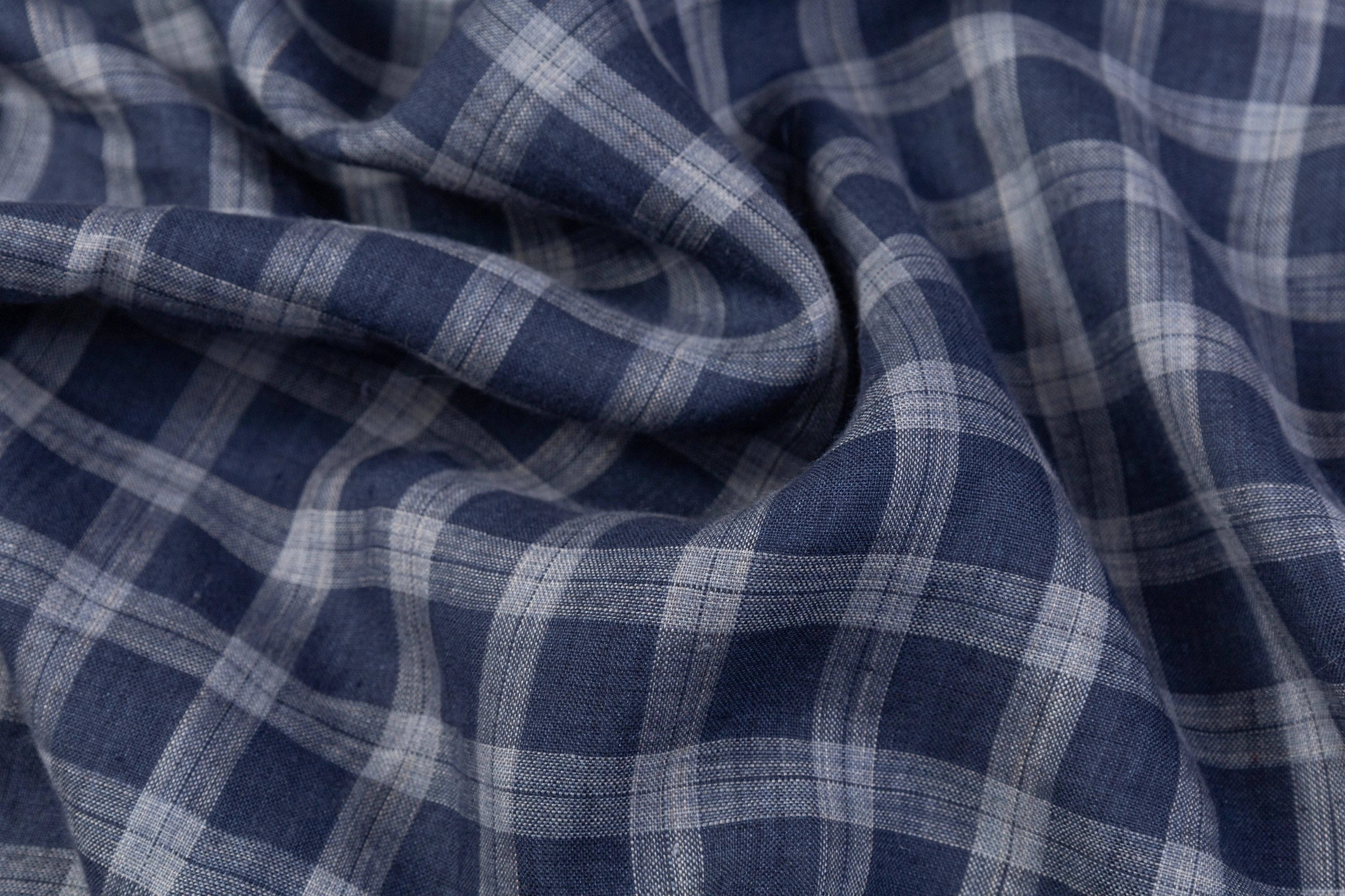 Checked Italian Linen - Blue