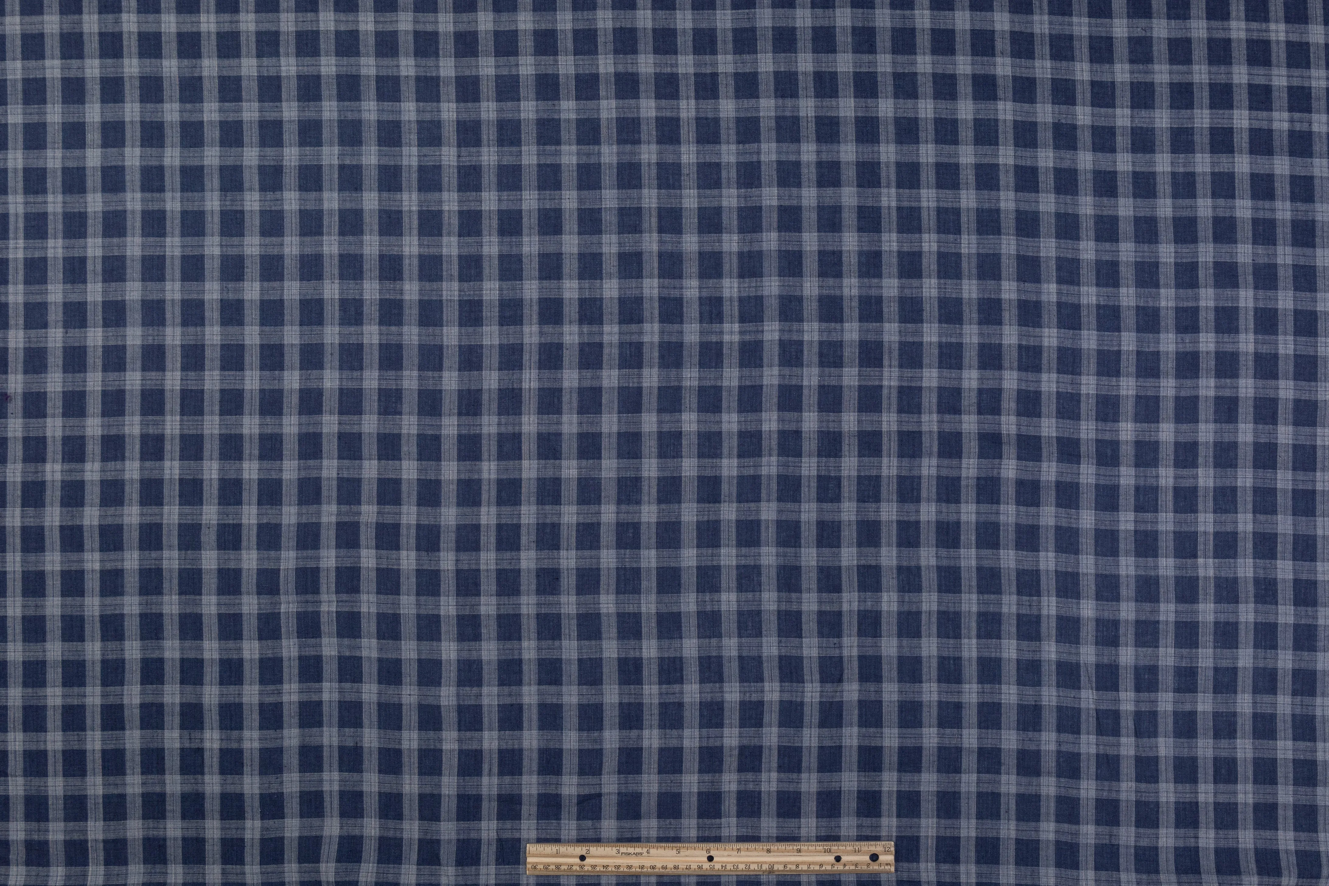 Checked Italian Linen - Blue