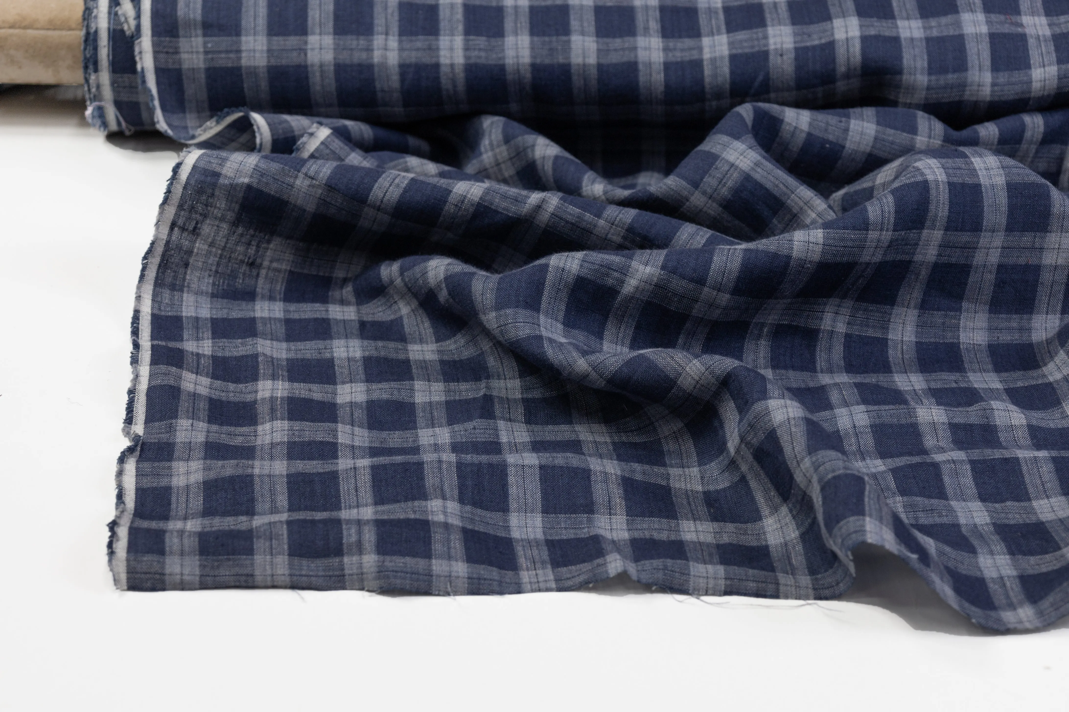 Checked Italian Linen - Blue