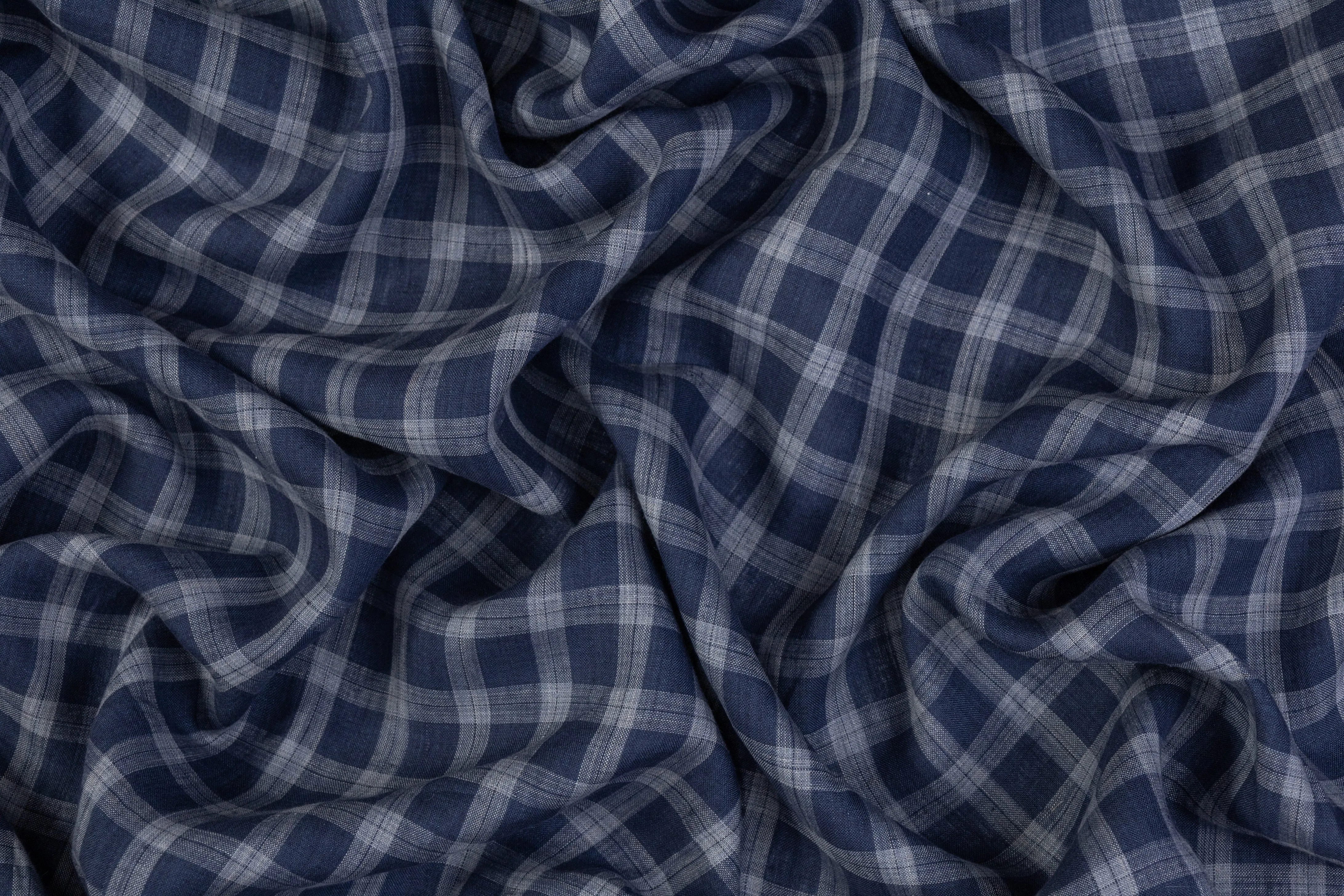 Checked Italian Linen - Blue