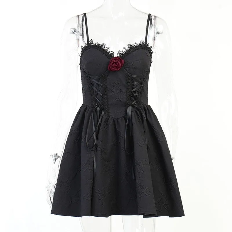 Creep' Black Lace Up Dress