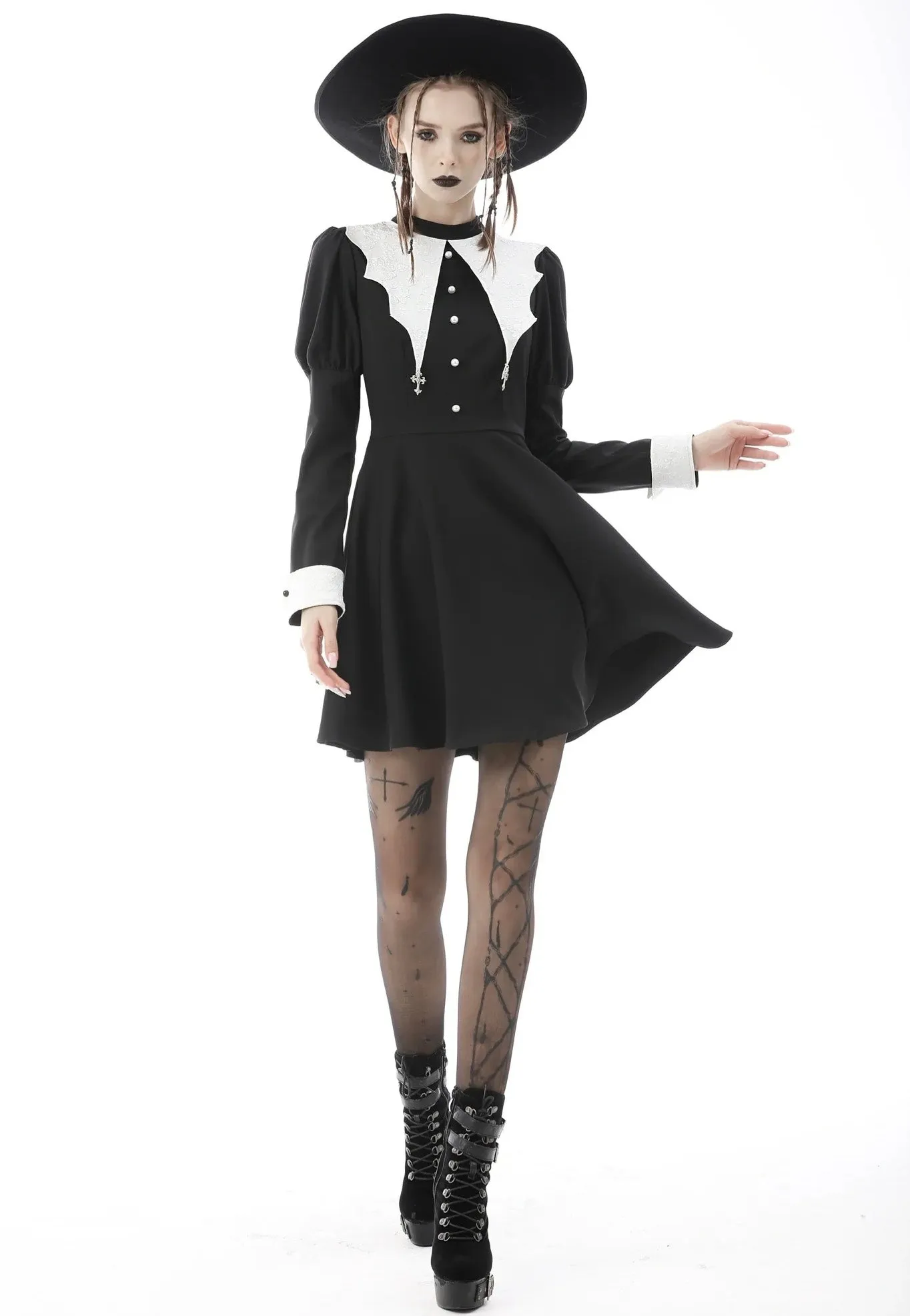 Dark In Love - Bat Entanglement Black White - Dress