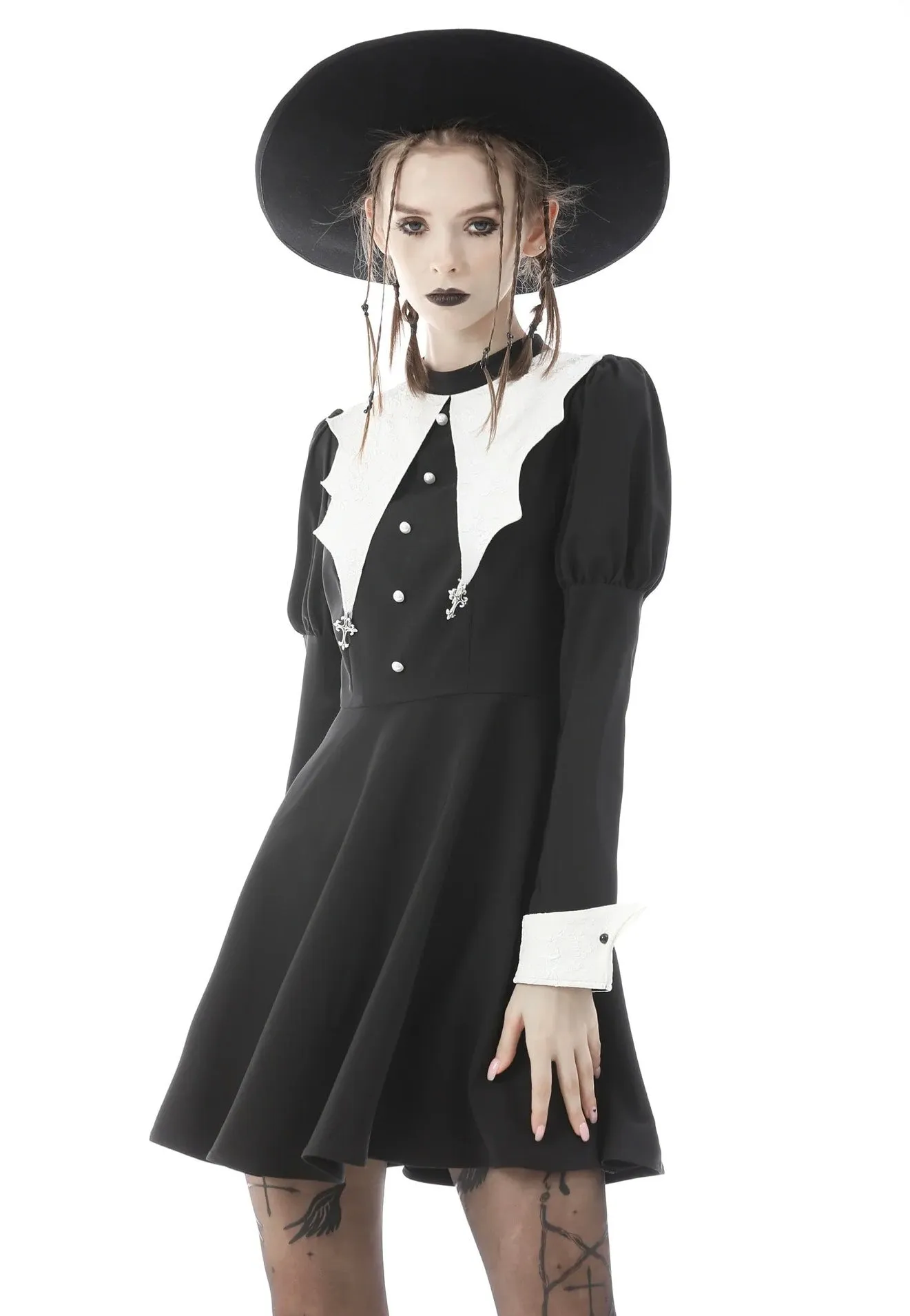 Dark In Love - Bat Entanglement Black White - Dress