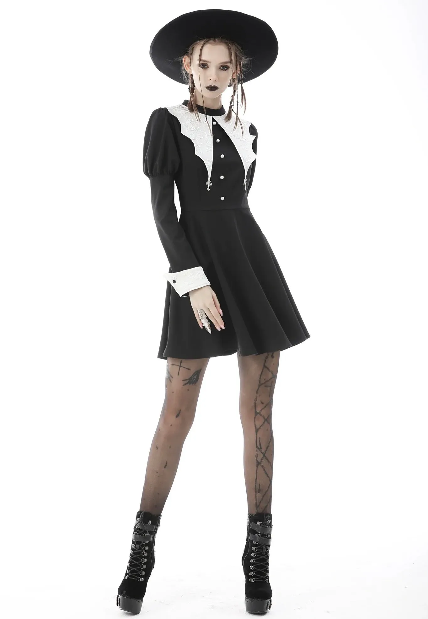 Dark In Love - Bat Entanglement Black White - Dress