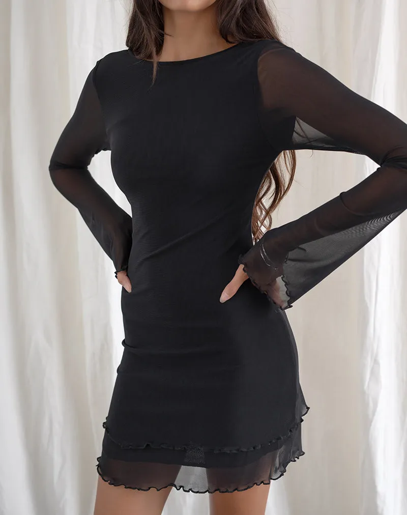 Dazn Backless Mini Dress in Black