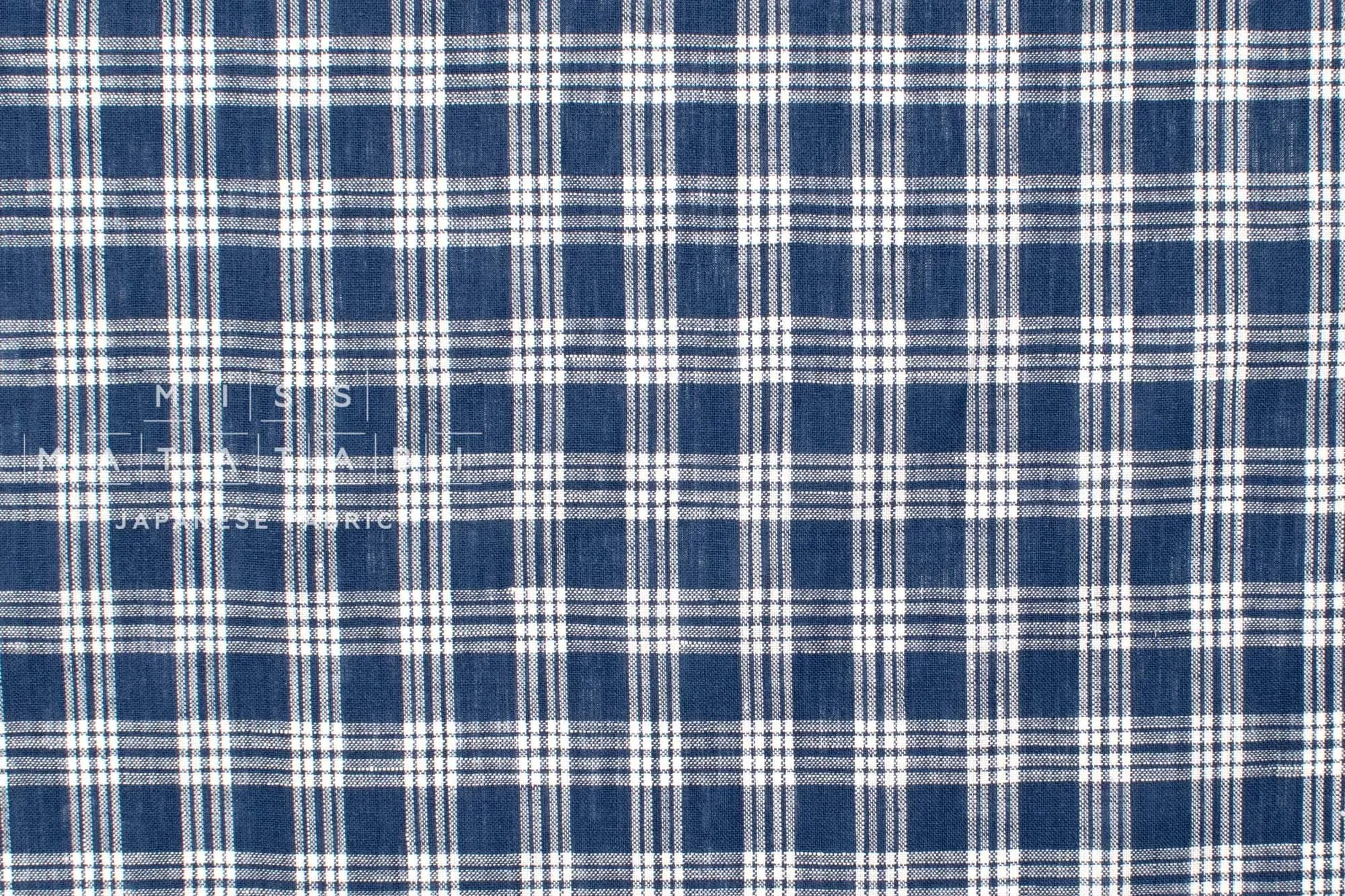 DEADSTOCK 100% Linen Check - blue